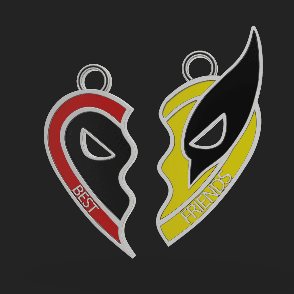 Deadpool and Wolverine Pendant 3d model