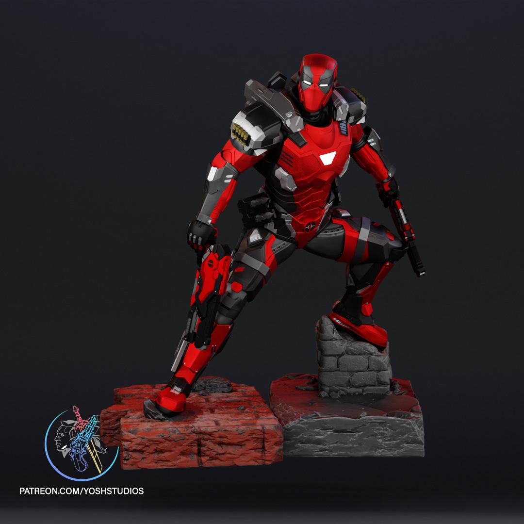 Armorized Deadpool Statue 3D Printer File STL 3d model