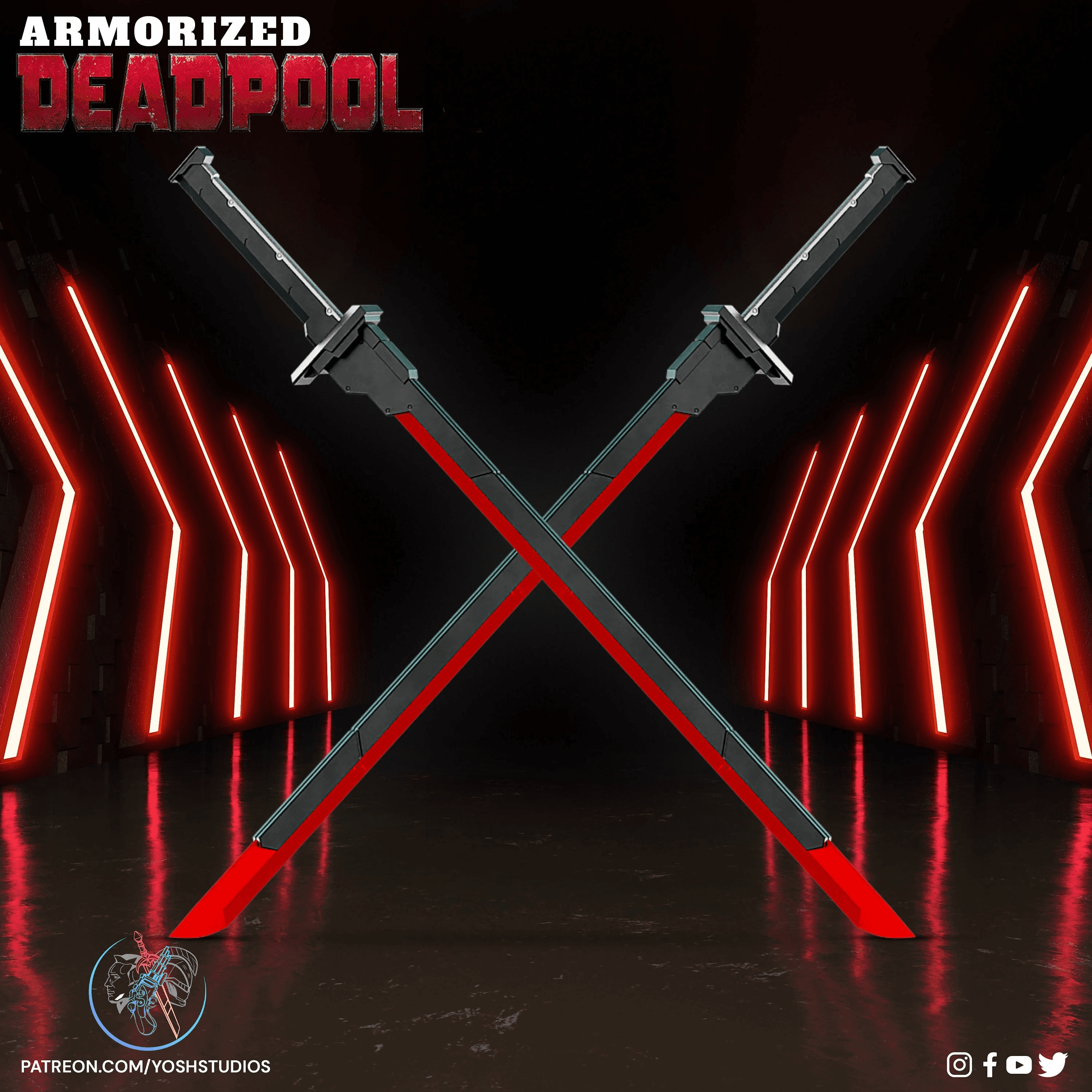 Armorized Deadpool Swords 3D Print File STL 3d model