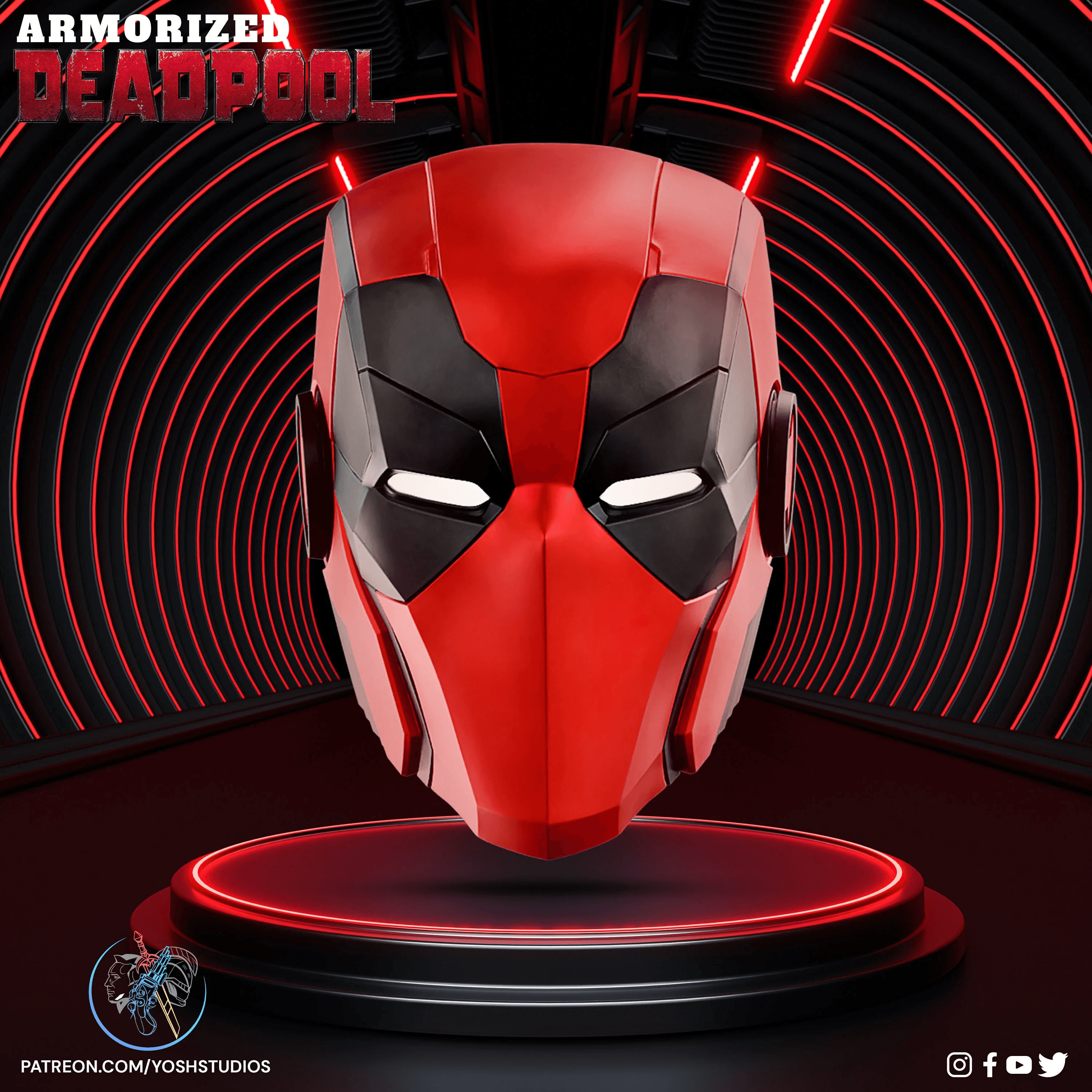 Armorized Deadpool Helmet 3d Print File STL Iron Deadpool 3d model