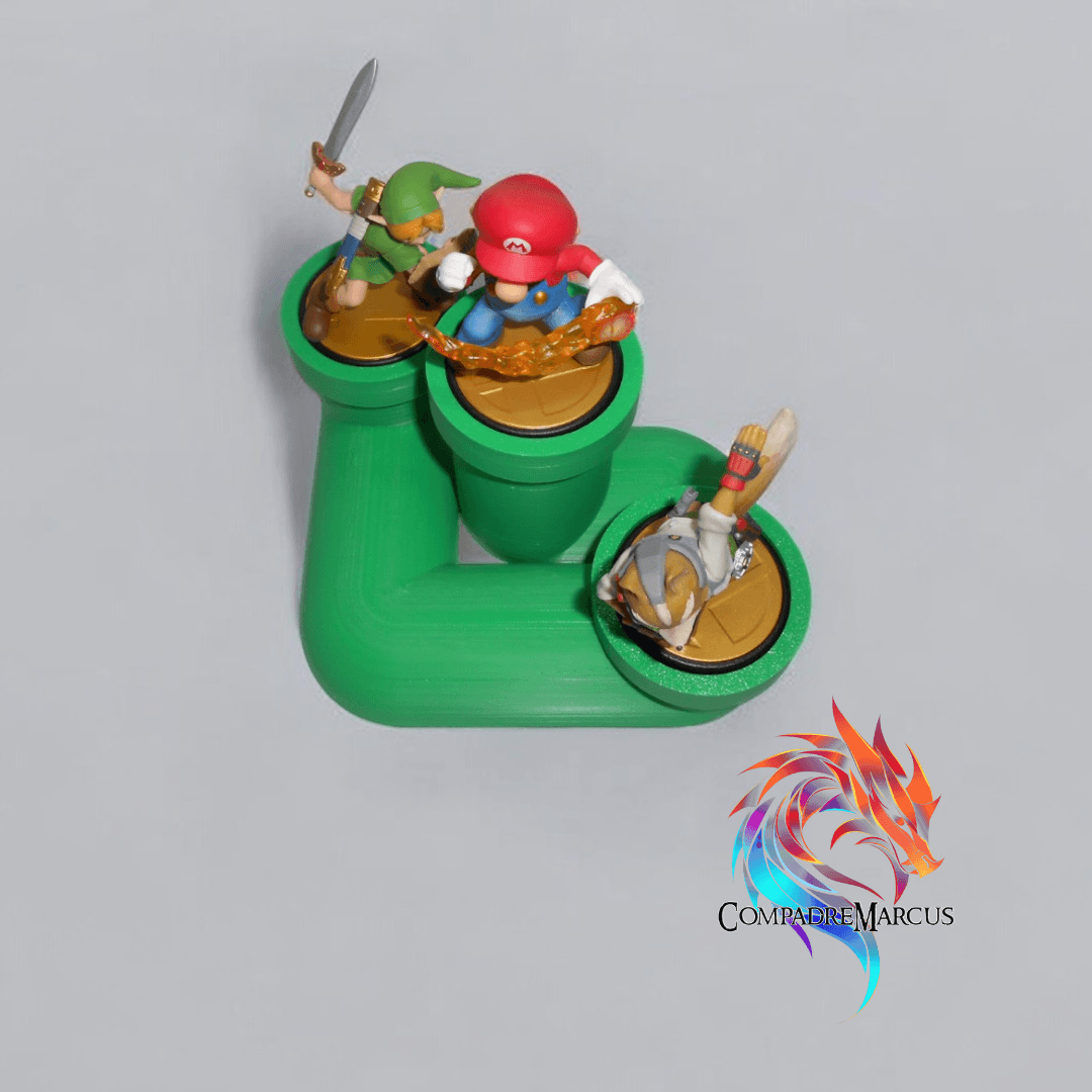 Amiibo Triple Pipe Display / No supports 3d model