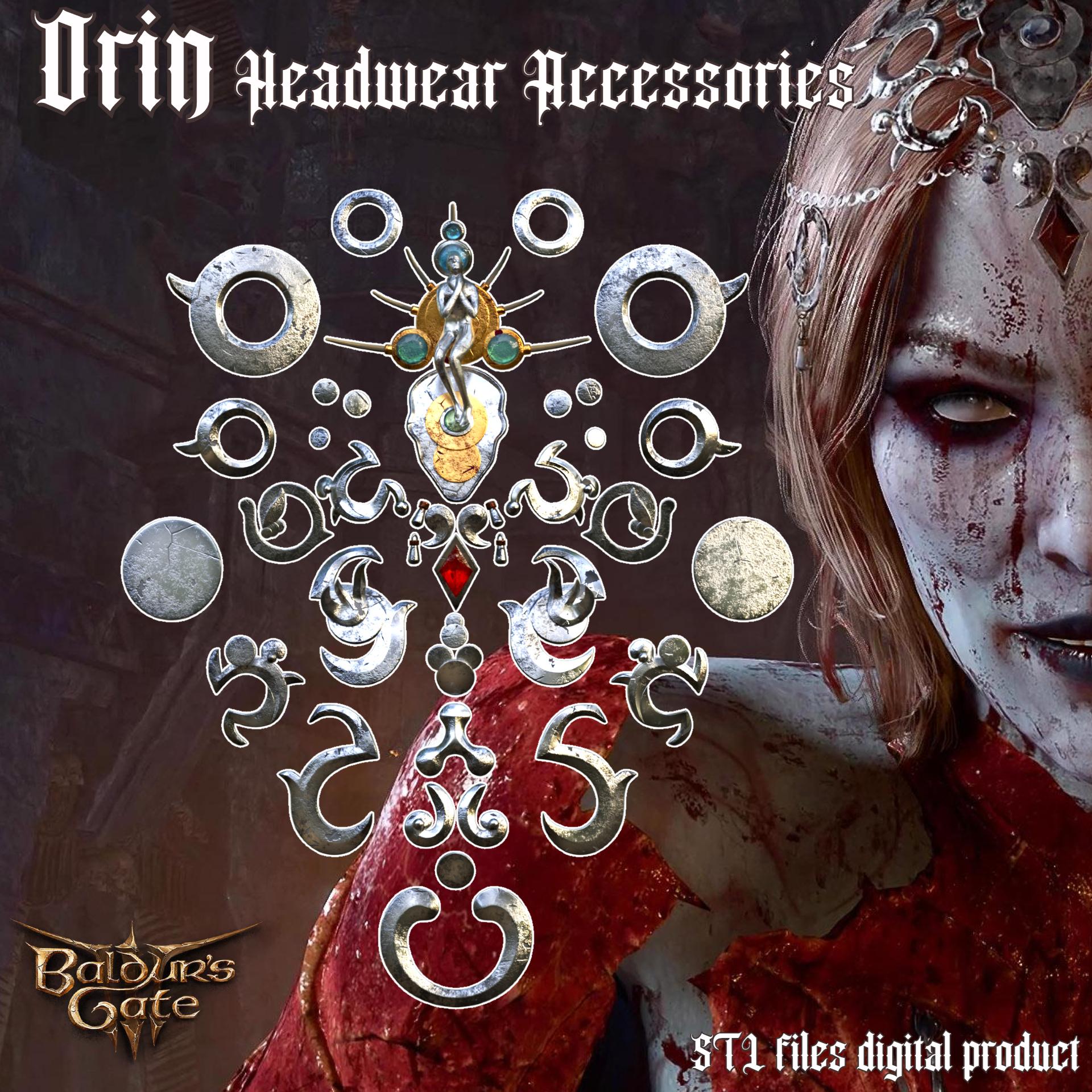 ORIN HEADWEAR ACCESSORIES COSPLAY SET BALDURS GATE 3 3d model