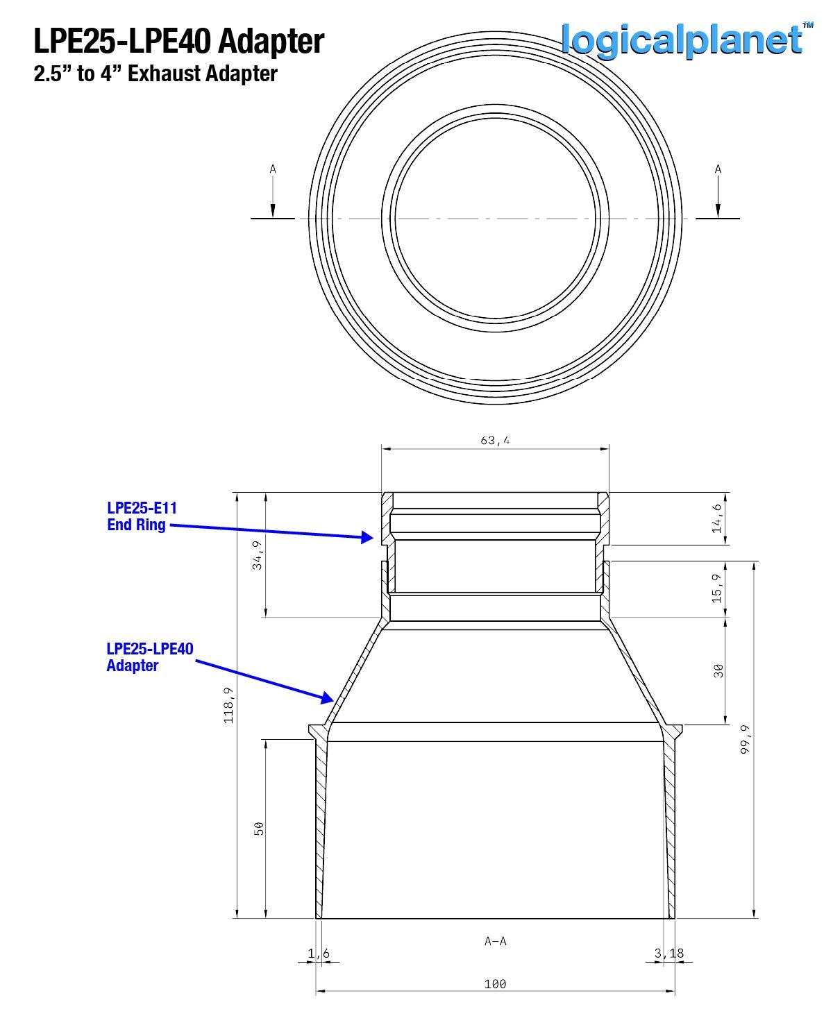 2.5 inch to 4 inch Exhaust Adapter 3d model