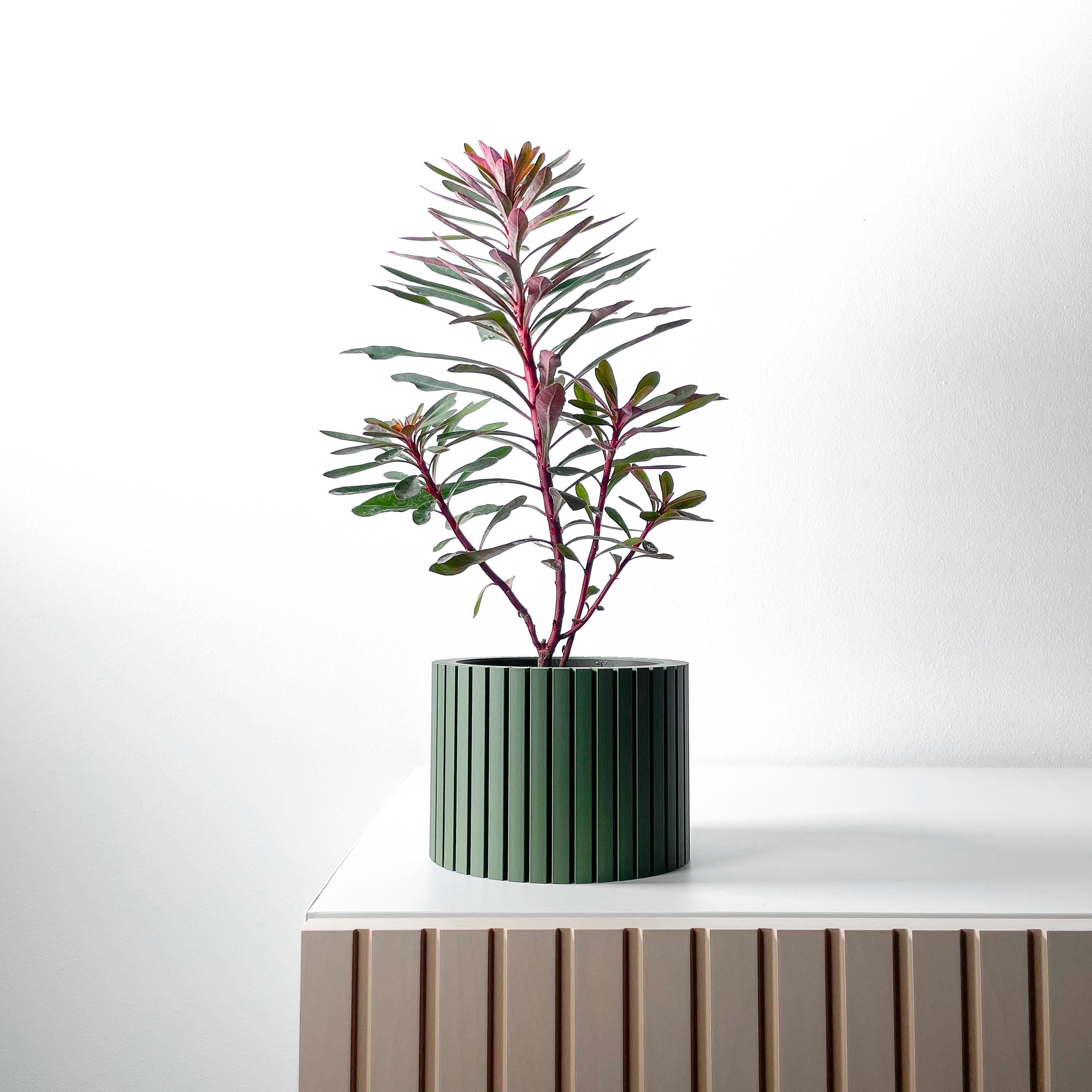 The Zelno Planter Pot with Drainage Tray & Stand Included | Modern and Unique Home Decor 3d model