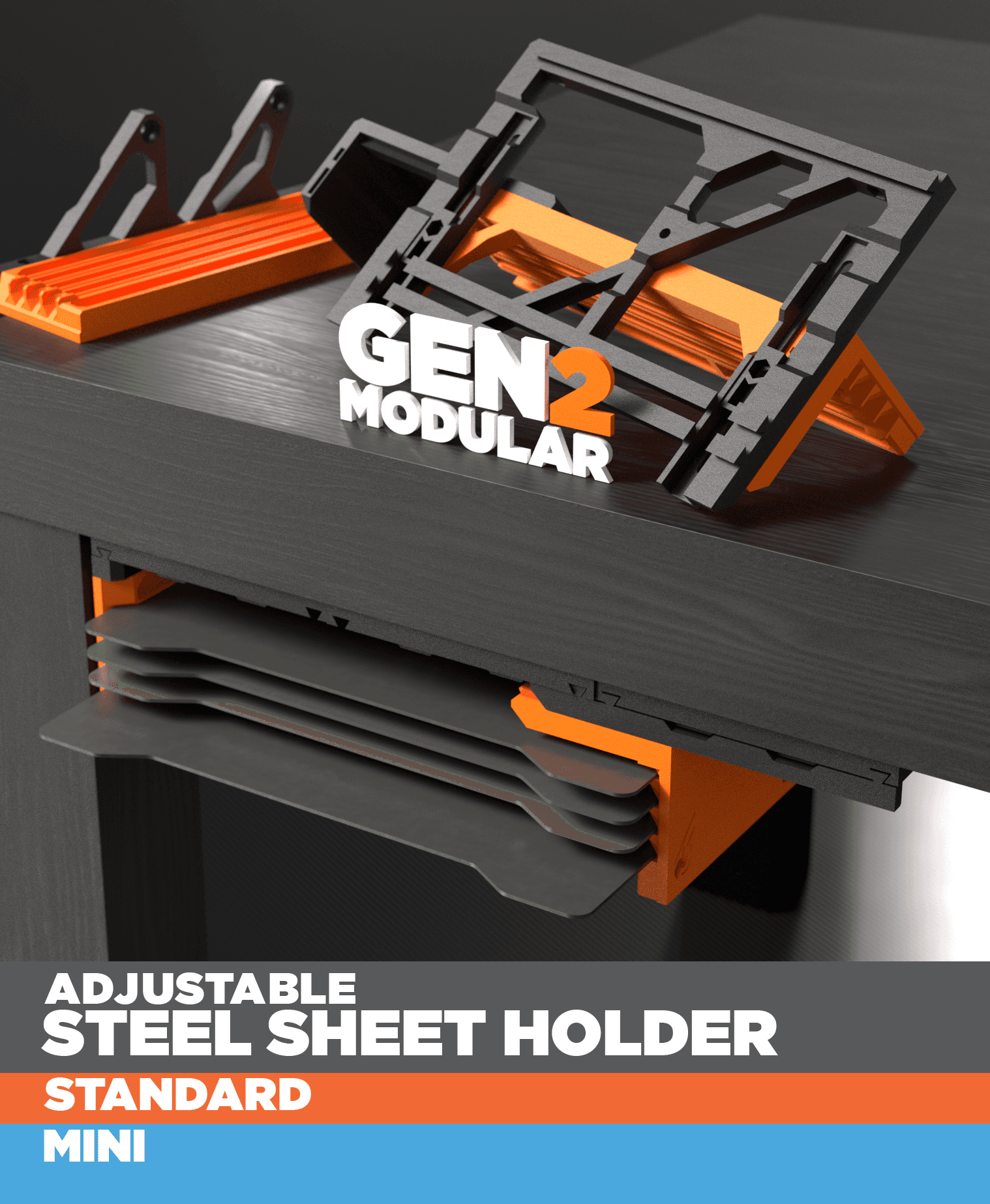 GEN2 Adjustable Steel Sheet Holder 3d model