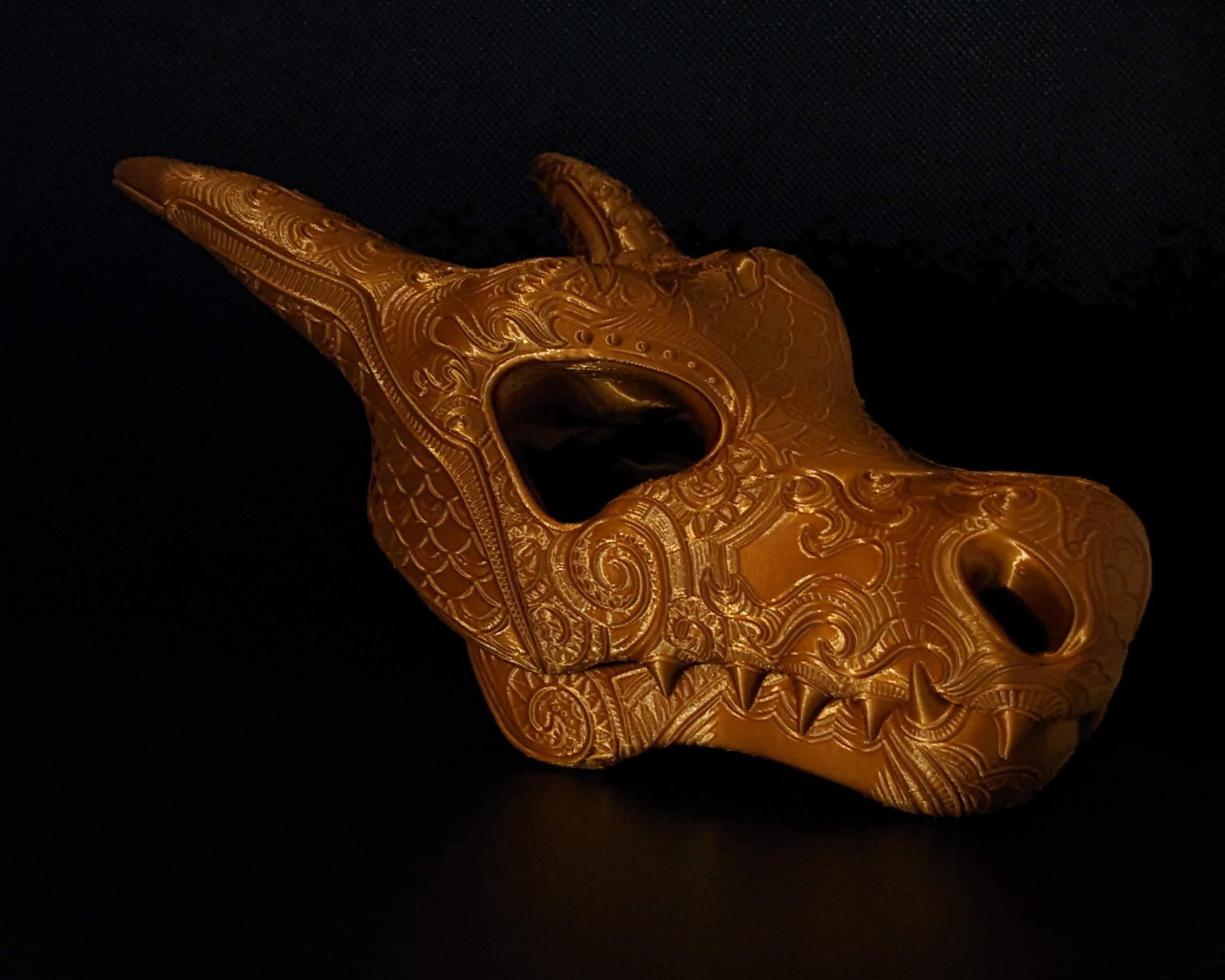 Ornate Charizard Skull (Pokémon) - Polymaker PolyLite PLA "Silk Bronze" with 0.15 LH and 15% infill. - 3d model