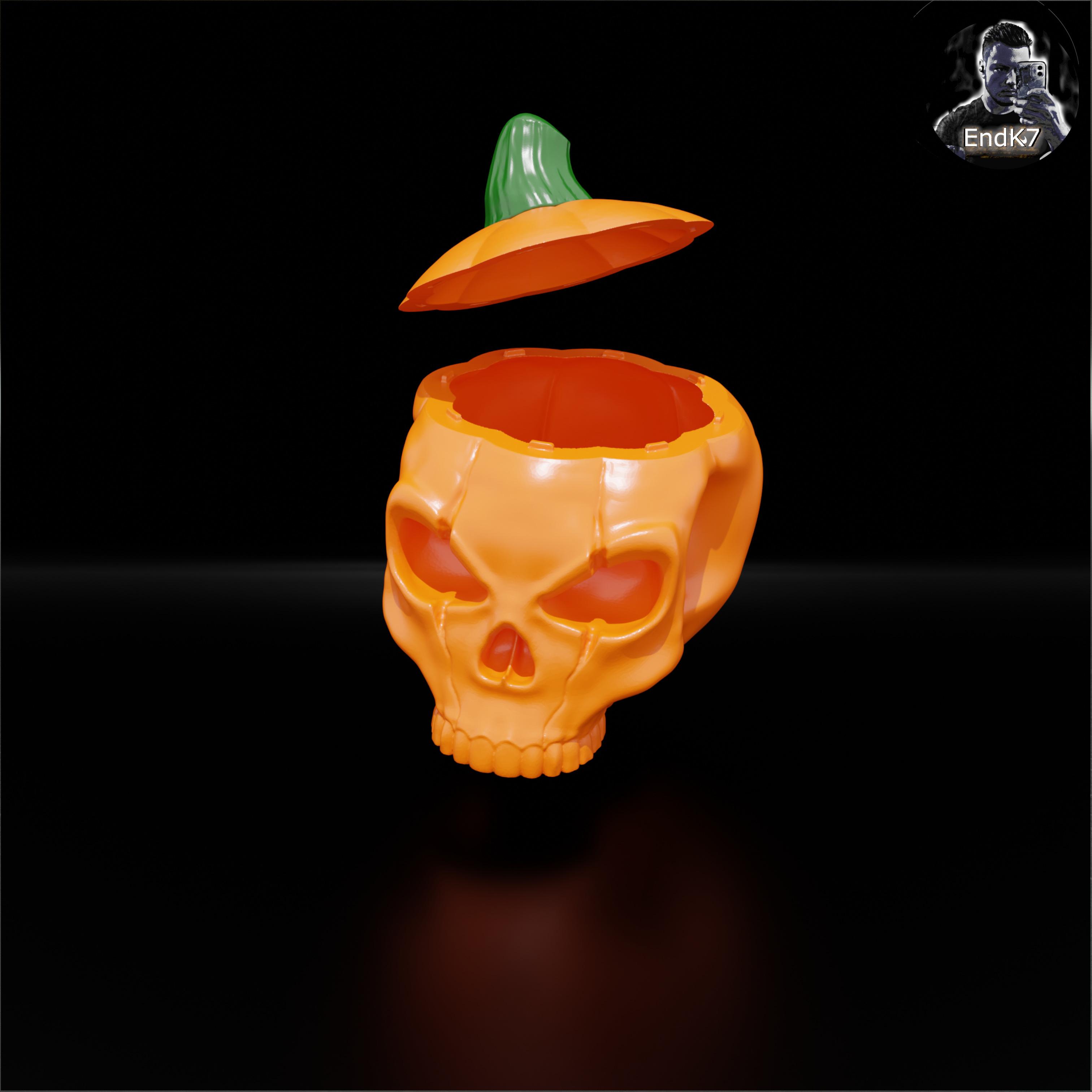 Halloween Pumpkin Skull Container  3d model