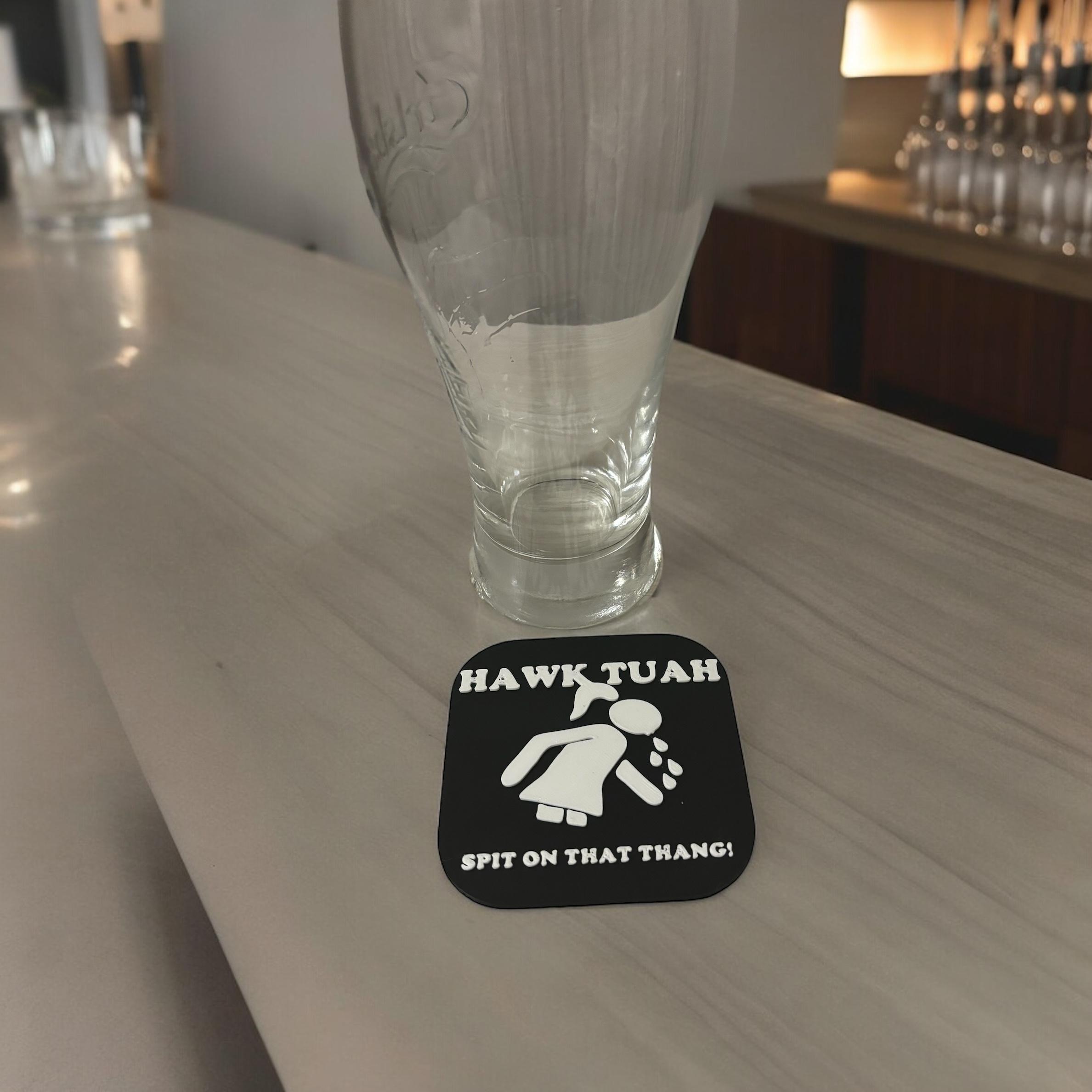 HAWK TUAH spit on that thang beverage coaster 3d model