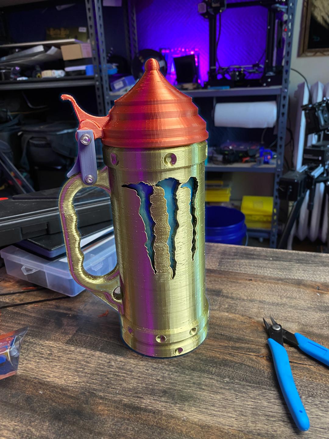 F U Flagon - 24oz Munster Can Stein - Franken STEIN Monster - Kyle Cup XXL - THE FU Flagon aka the Kyle Cup XXL.  24oz Monster Energy Twist top Can Stein! - 3d model