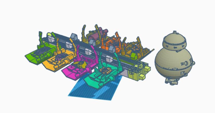 Space Station with Shipyards and Ships 3d model