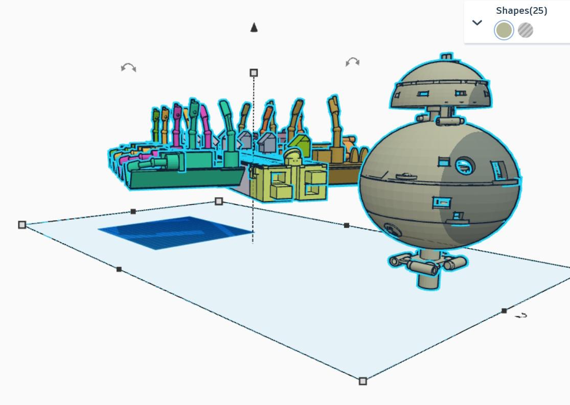 Space Station with Shipyards and Ships 3d model