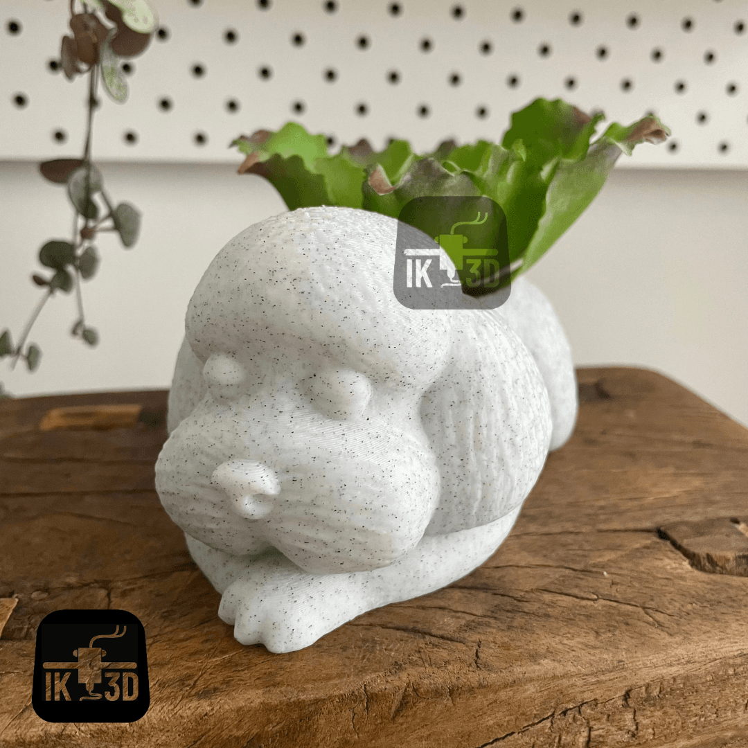 Sleepy Poodle Dog Planter / No Supports 3d model