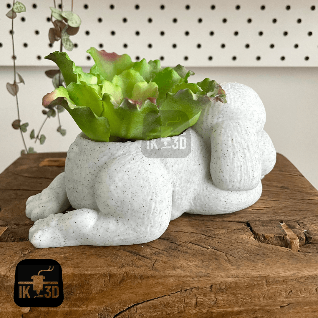 Sleepy Poodle Dog Planter / No Supports 3d model