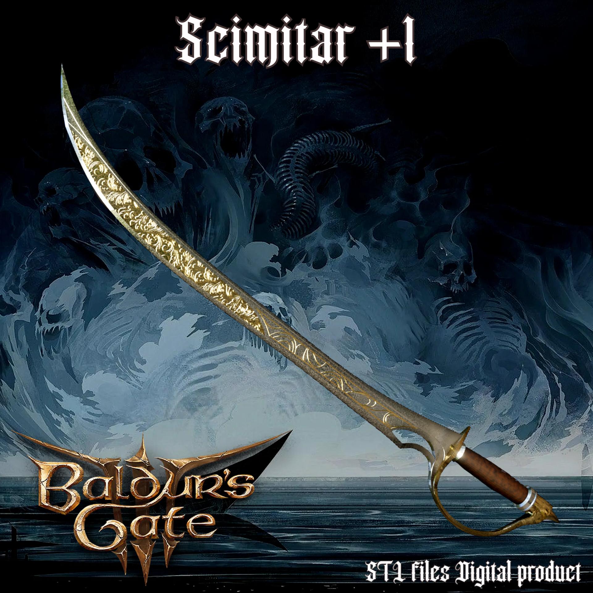 FANTASY SCIMITAR BLADE BALDURS GATE 3 3d model