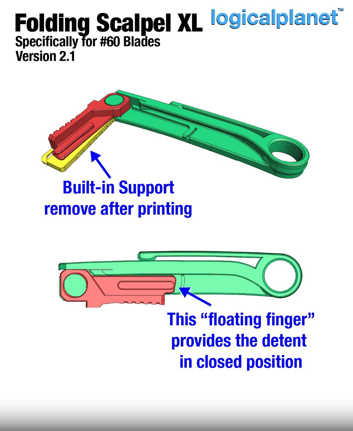 Folding Scalpel XL v2.1 (for #60 Blades) 3d model