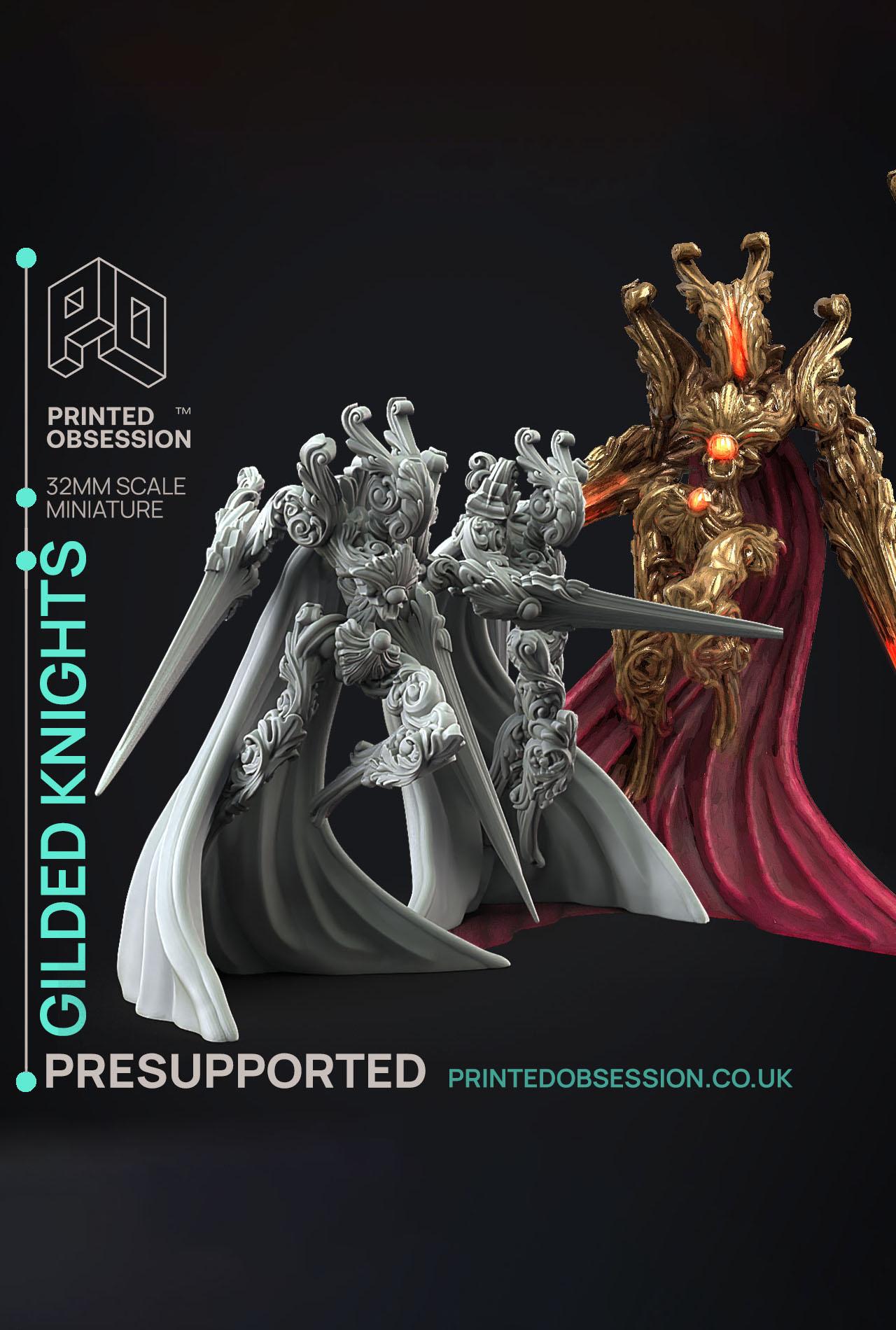 Guilded Knight - Flesh of Gold - PRESUPPORTED - Illustrated and Stats - 32mm scale			 3d model