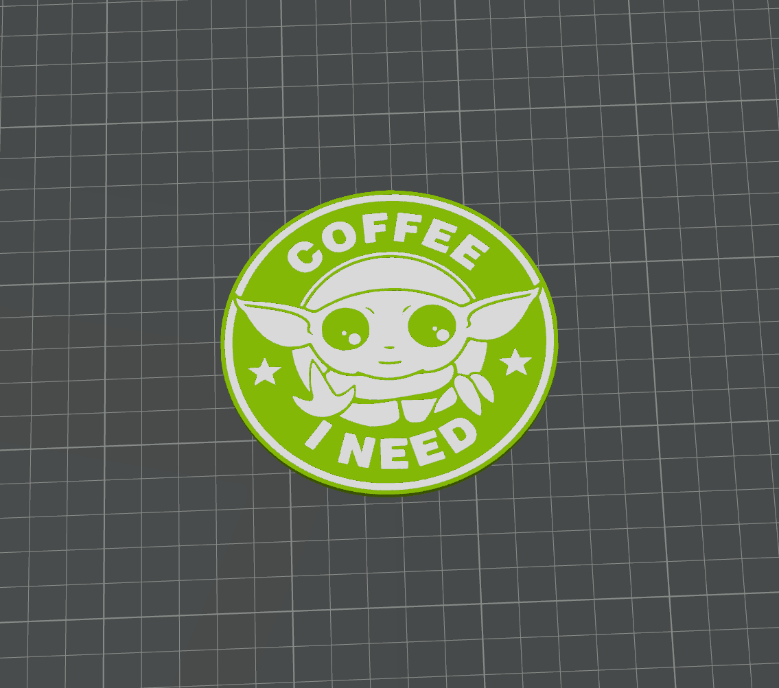 Grogu Coffee Coaster 1 3d model