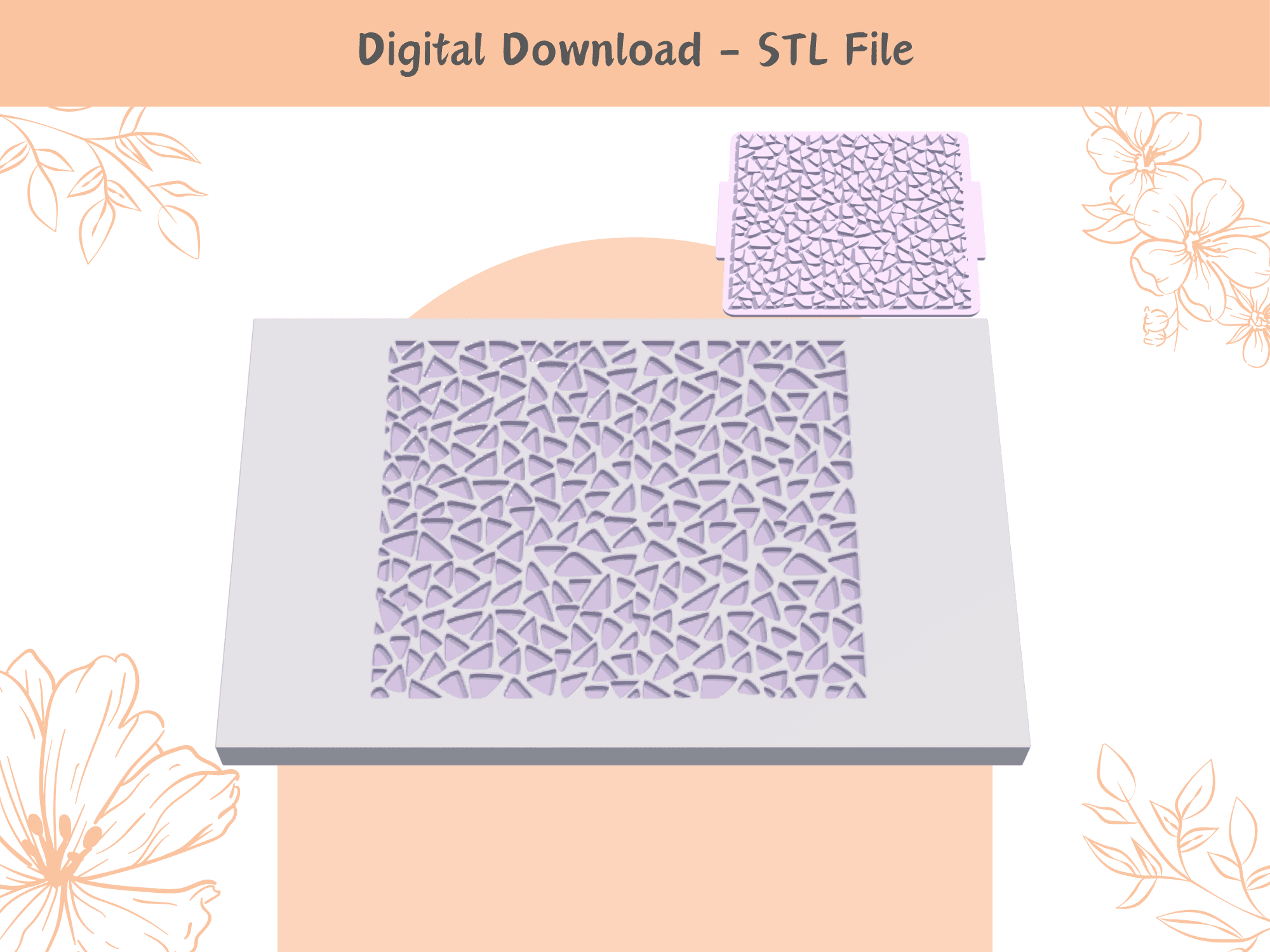 Abstract Triangle Texture Mat | STL File | Clay Embossing Stamp | Unique Pattern | Polymer Clay Earr 3d model