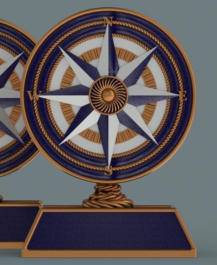 Reader's Compass ~ Bookends - Blue Version - 3d model