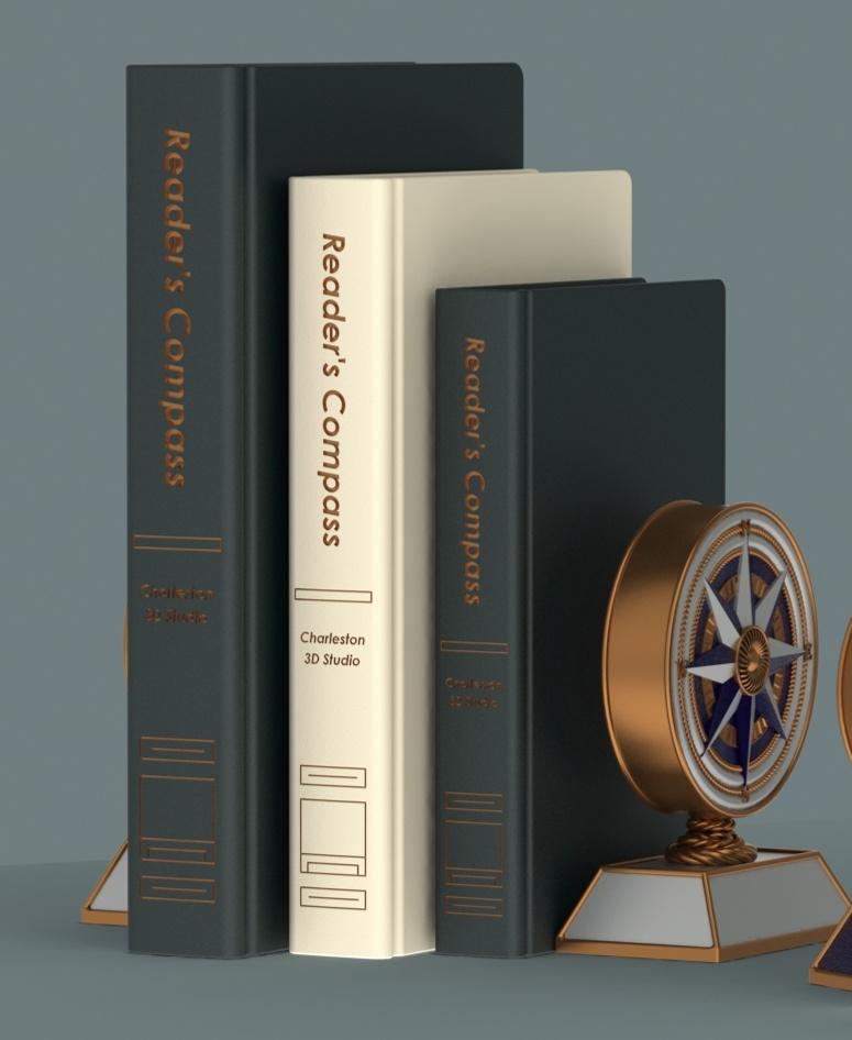 Reader's Compass ~ Bookends 3d model