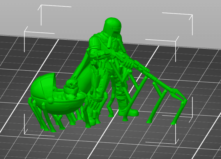 REMIX Mandalorian and Baby Yoda with tree supports 3d model