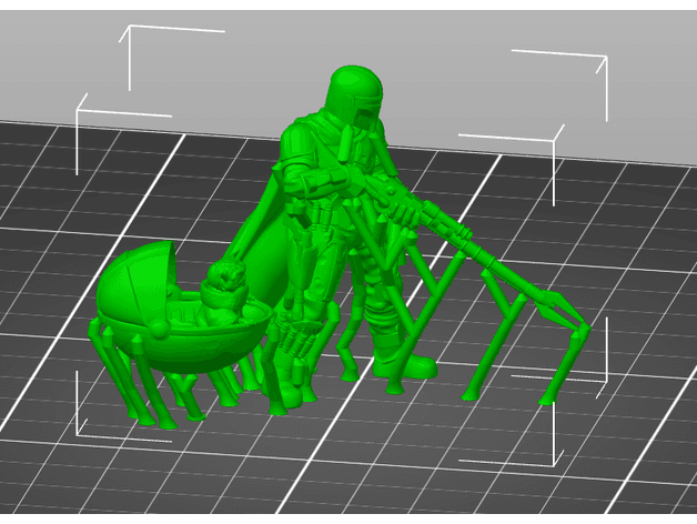 REMIX Mandalorian and Baby Yoda with tree supports 3d model