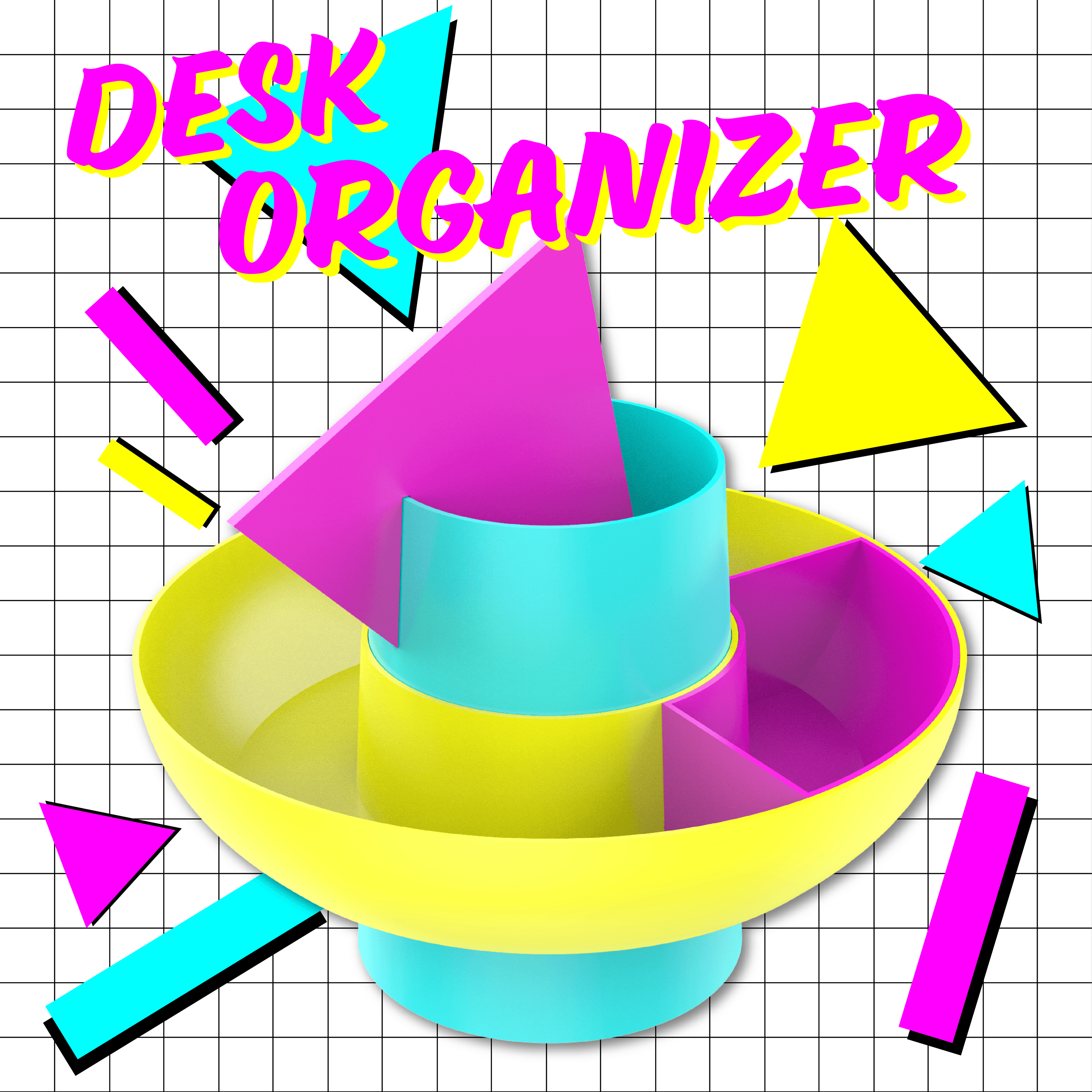 90's Inspired Desk Organizer 3d model