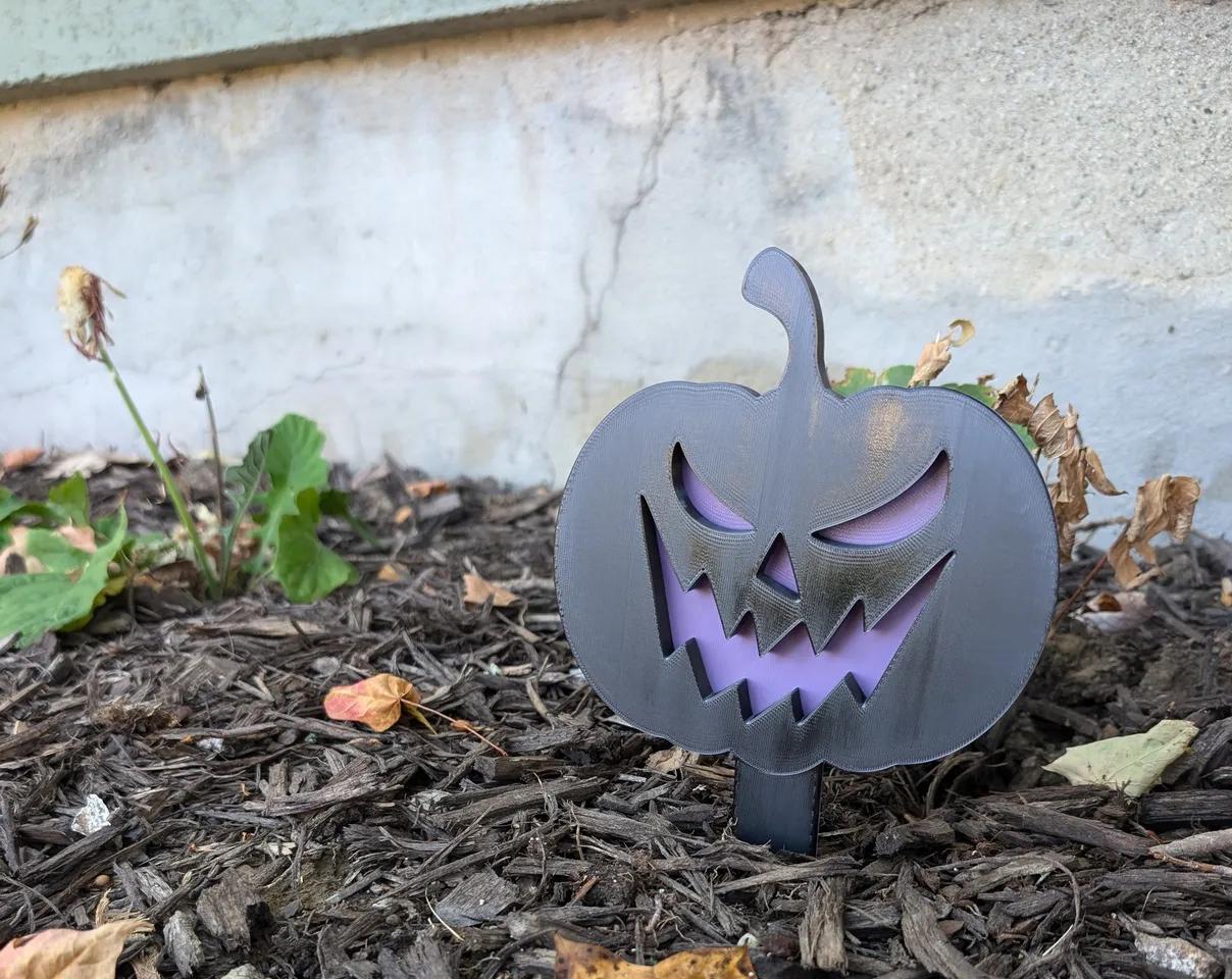 Spooky Halloween Pumpkin Garden Stake - Outdoor decoration 3d model