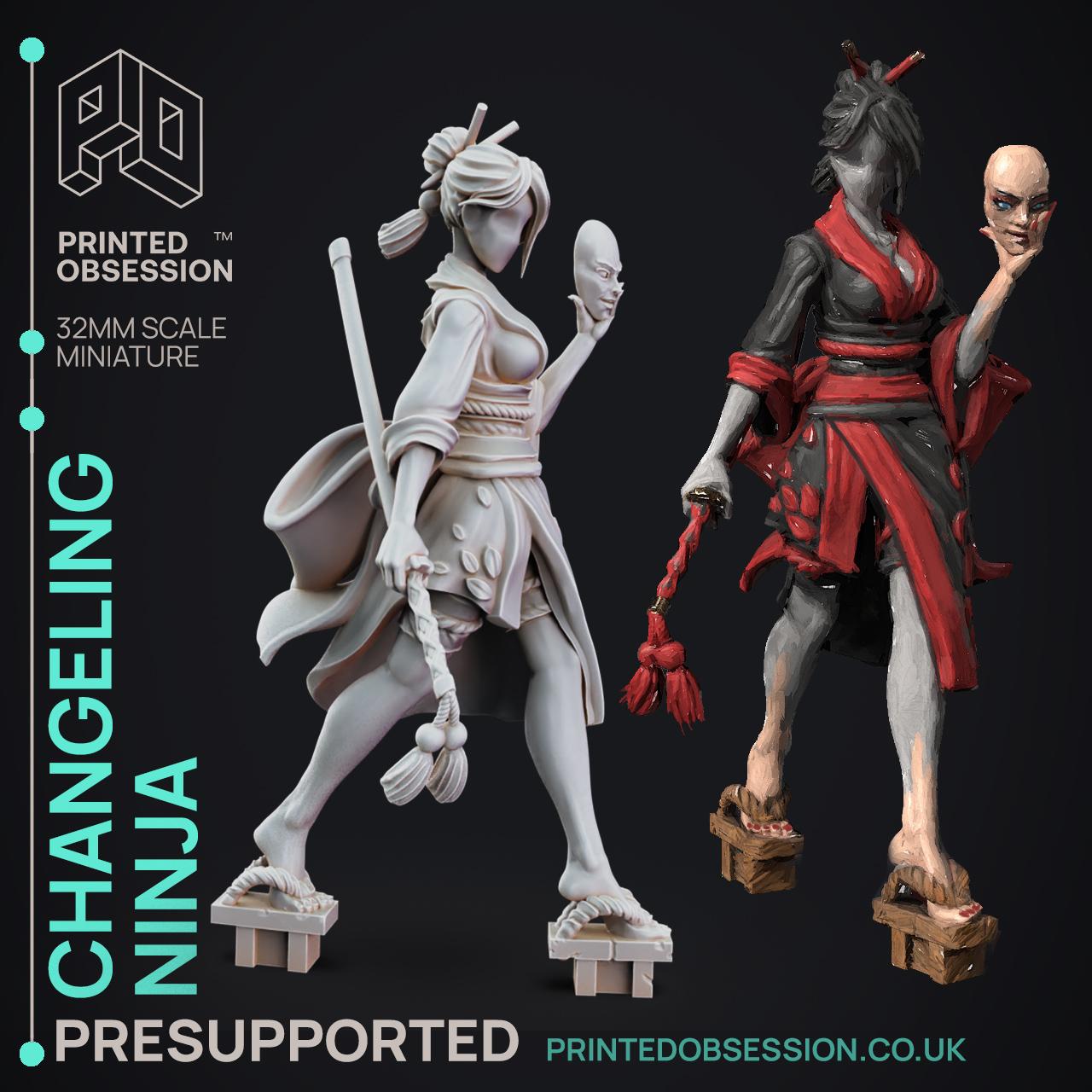 Changelin Ninja - Ninjas Vs Mimics -  PRESUPPORTED - Illustrated and Stats - 32mm scale 3d model