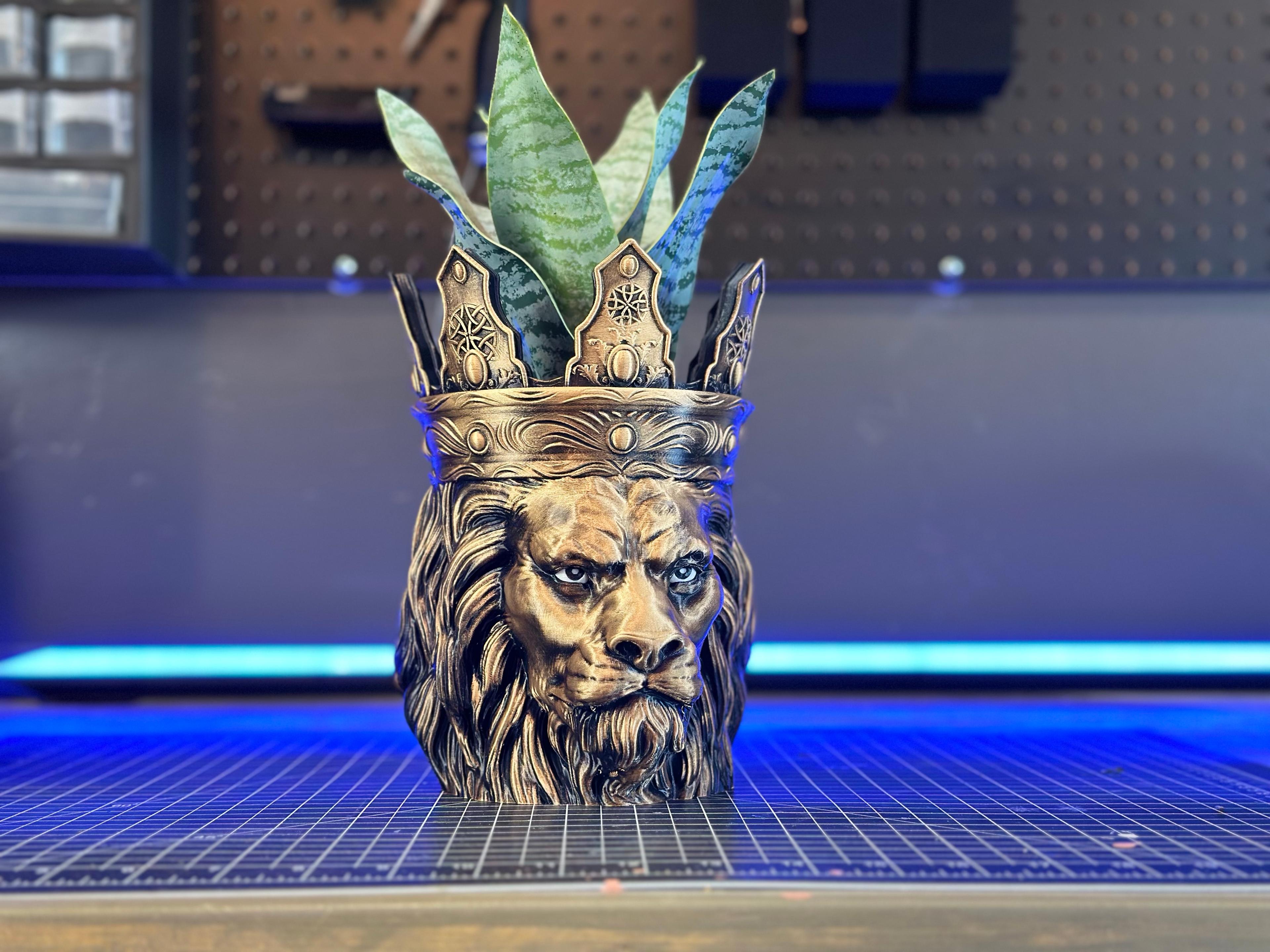 Majestic Lion Planter/Bowl (Support Free) 3d model