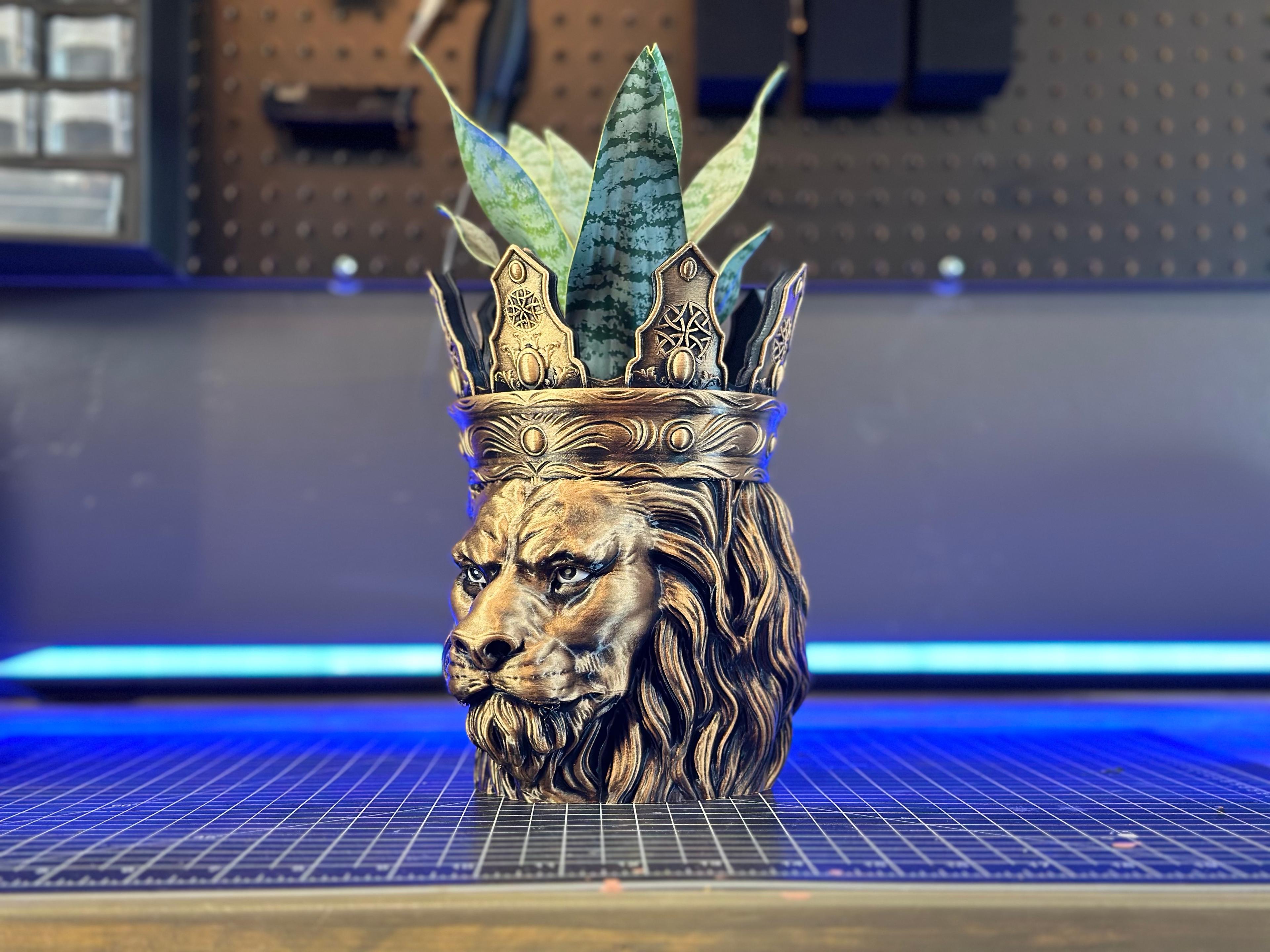 Majestic Lion Planter/Bowl (Support Free) 3d model