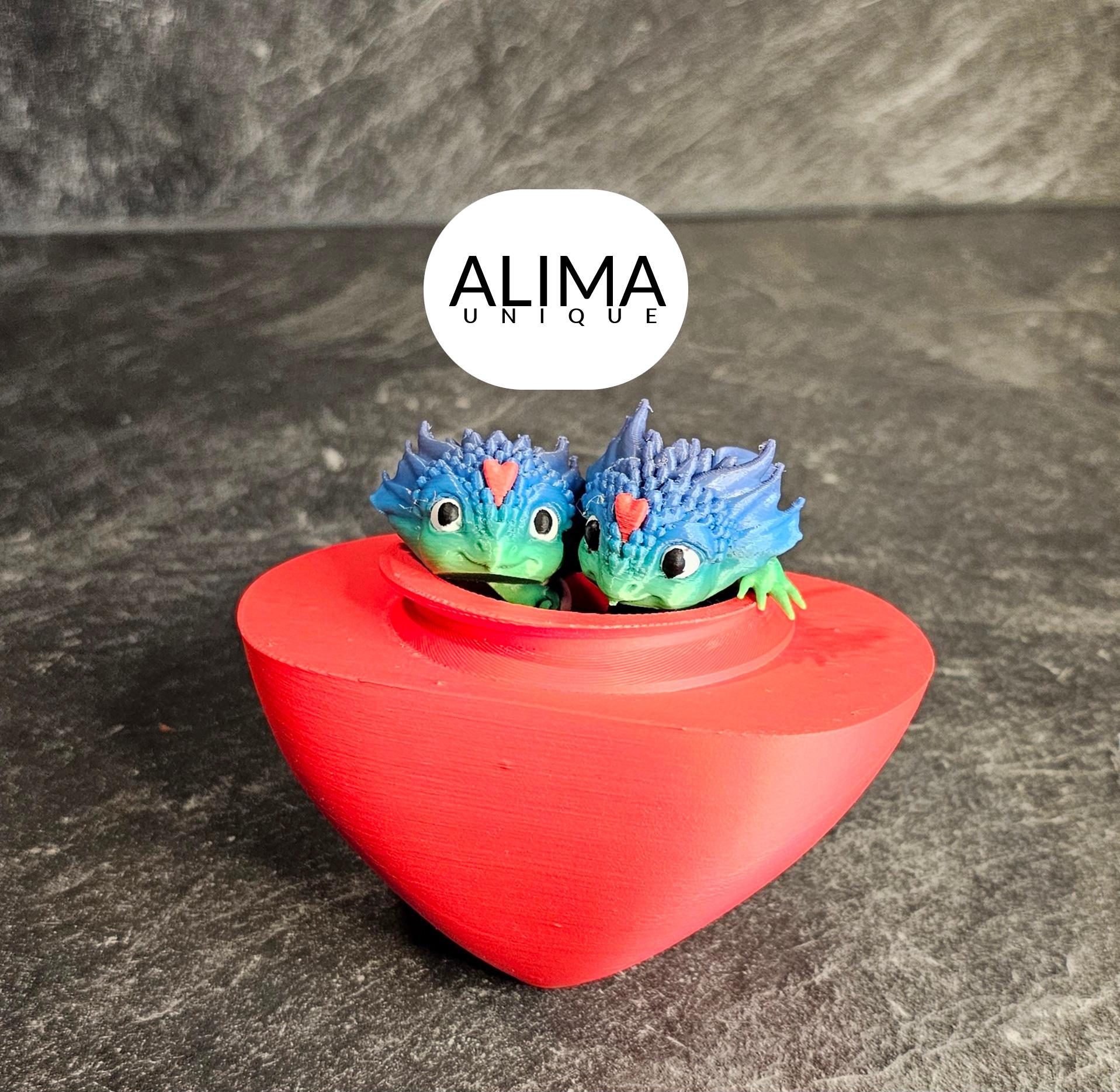  Love dragon in gift mode - including heart box 3d model