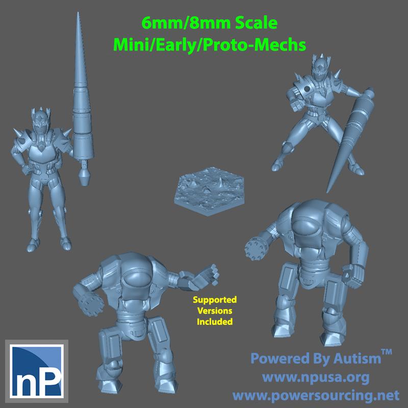 6mm/8mm Mini/Early/Proto-mechs, pack 2 3d model