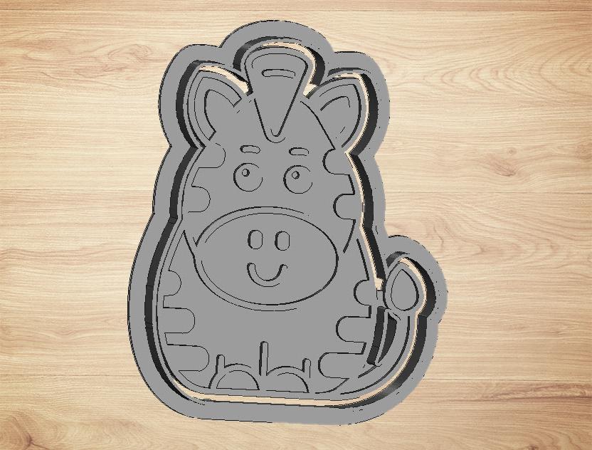 cookie cutter zebra - cutter and stamp 3d model