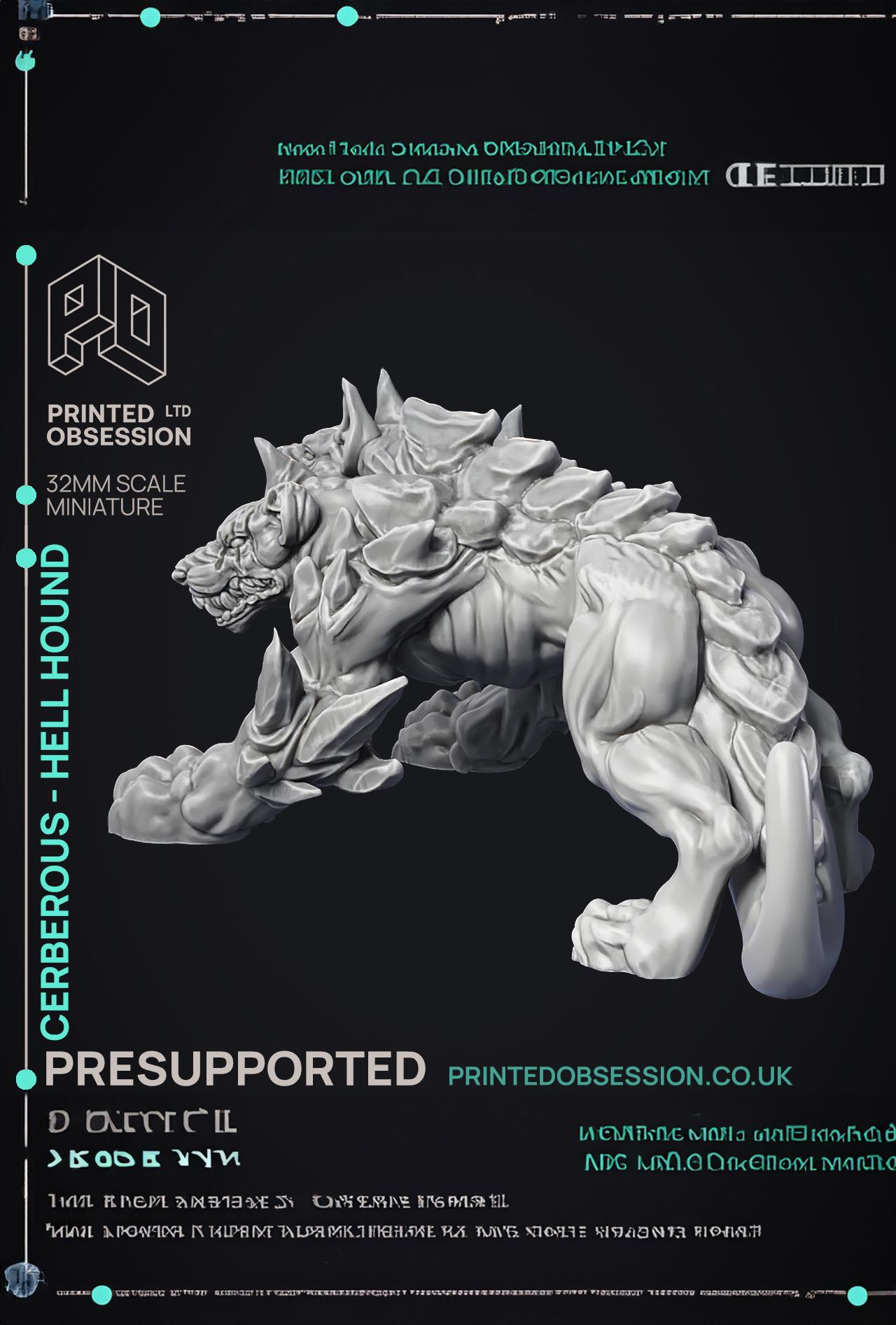 Cerberus - Hell Hound - PRESUPPROTED - 32mm Scale  3d model