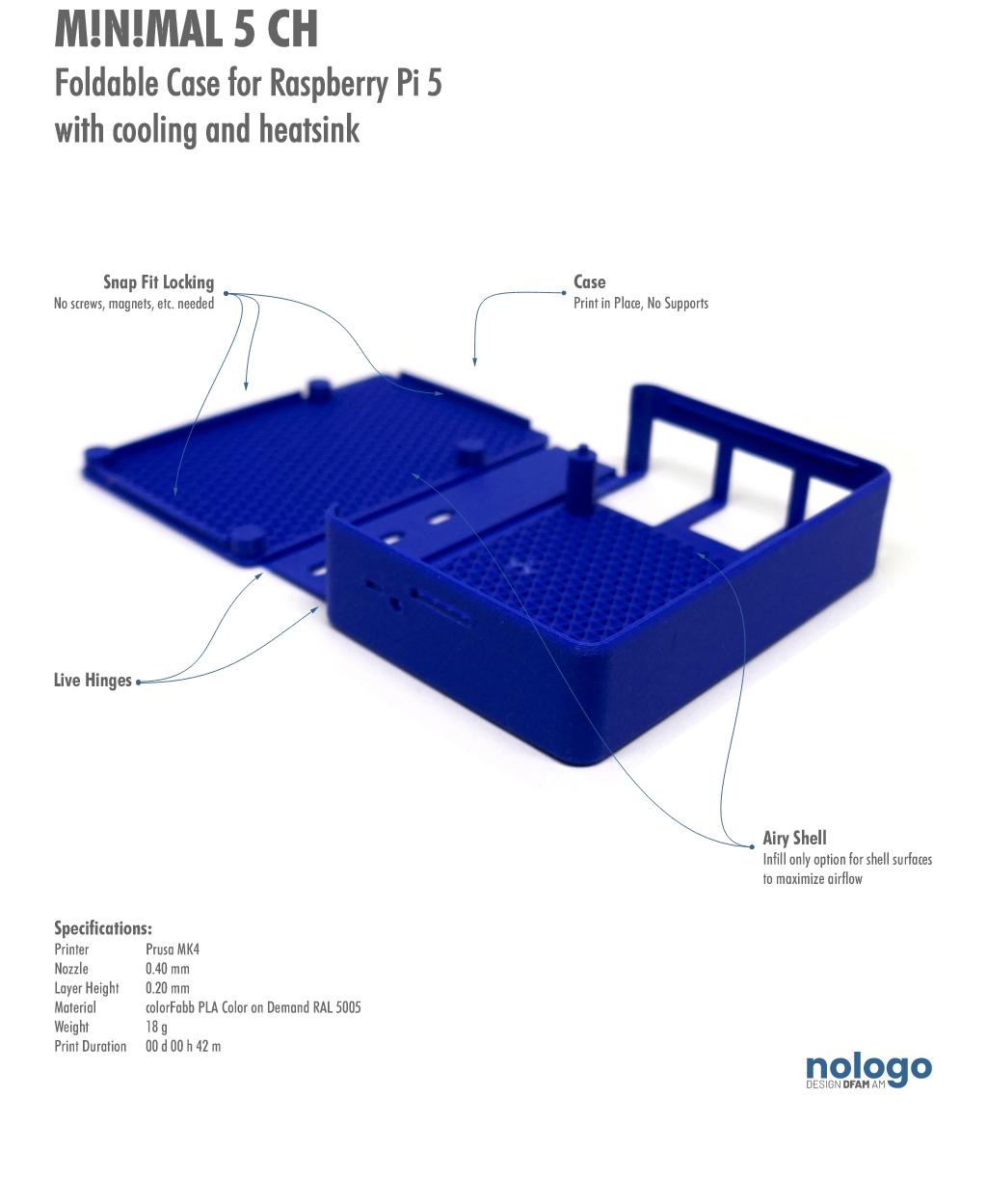 M!N!MAL 5 CH - Raspberry Pi 5 Case 3d model