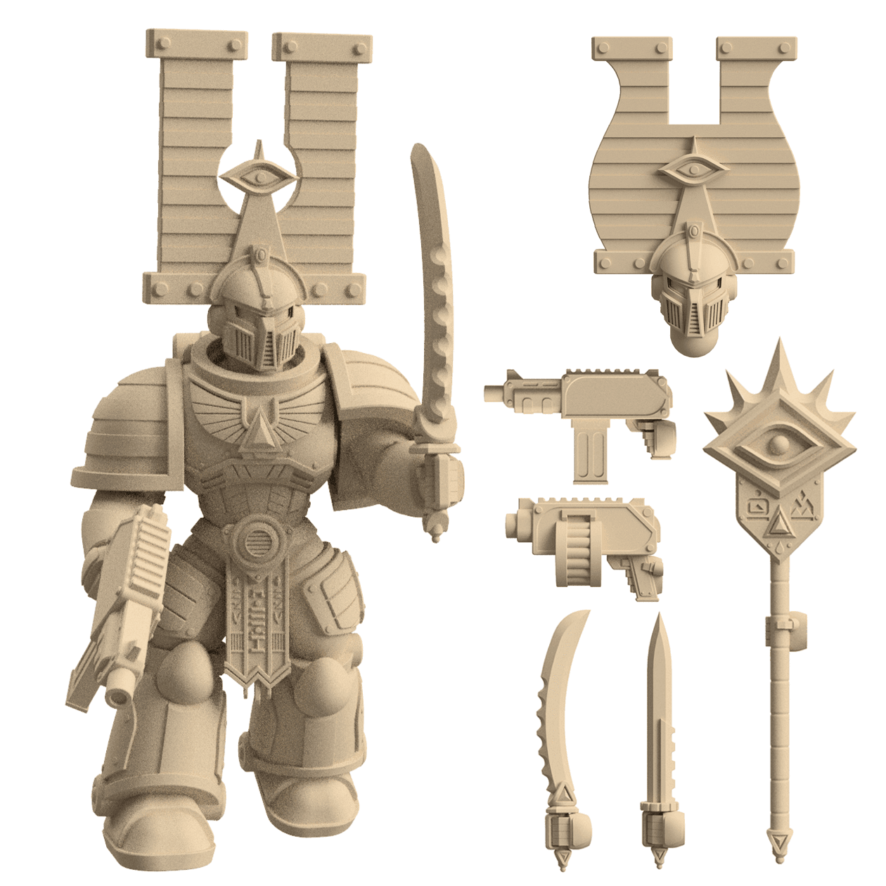 Modular 3D Printable Dune Raiser Leader Miniature for Wargaming - Customizable Tabletop Game Figure 3d model