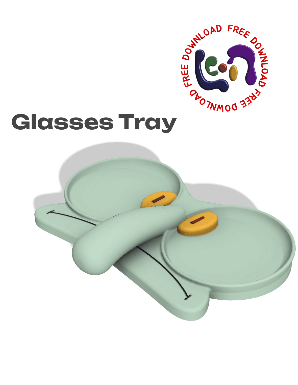 Squidward Glasses Tray 3d model