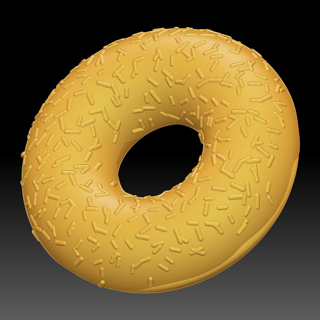 Pink Frosted Sprinkled Donut 3d model