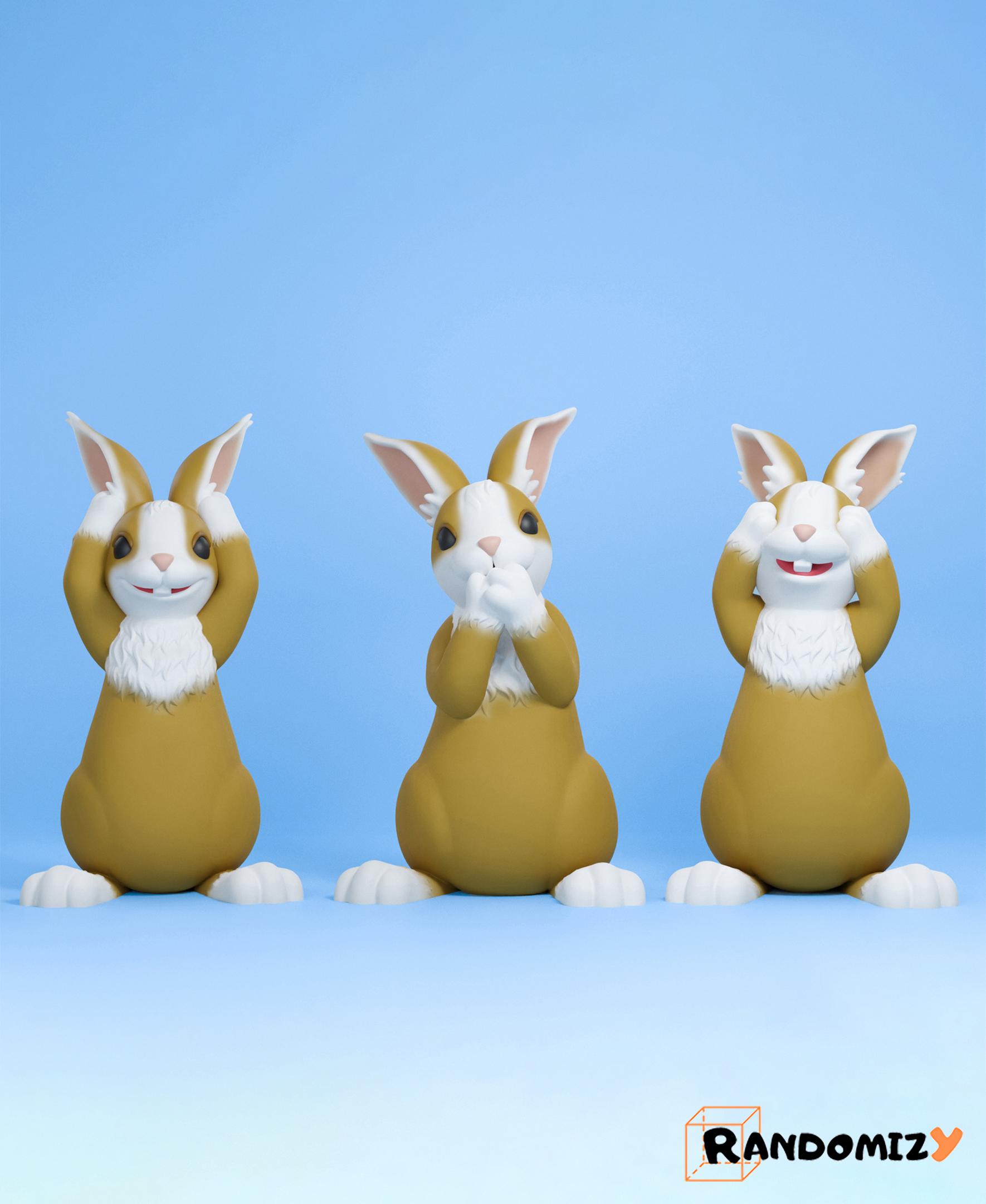 Three Wise Rabbits 3d model