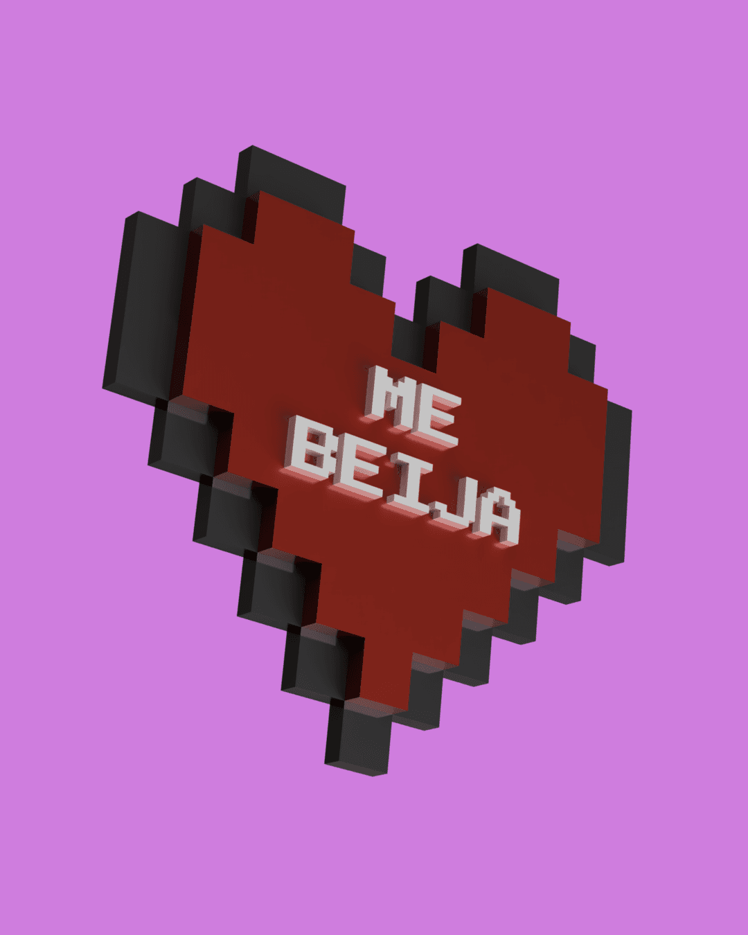 Heart pixelated - Me beija 3d model