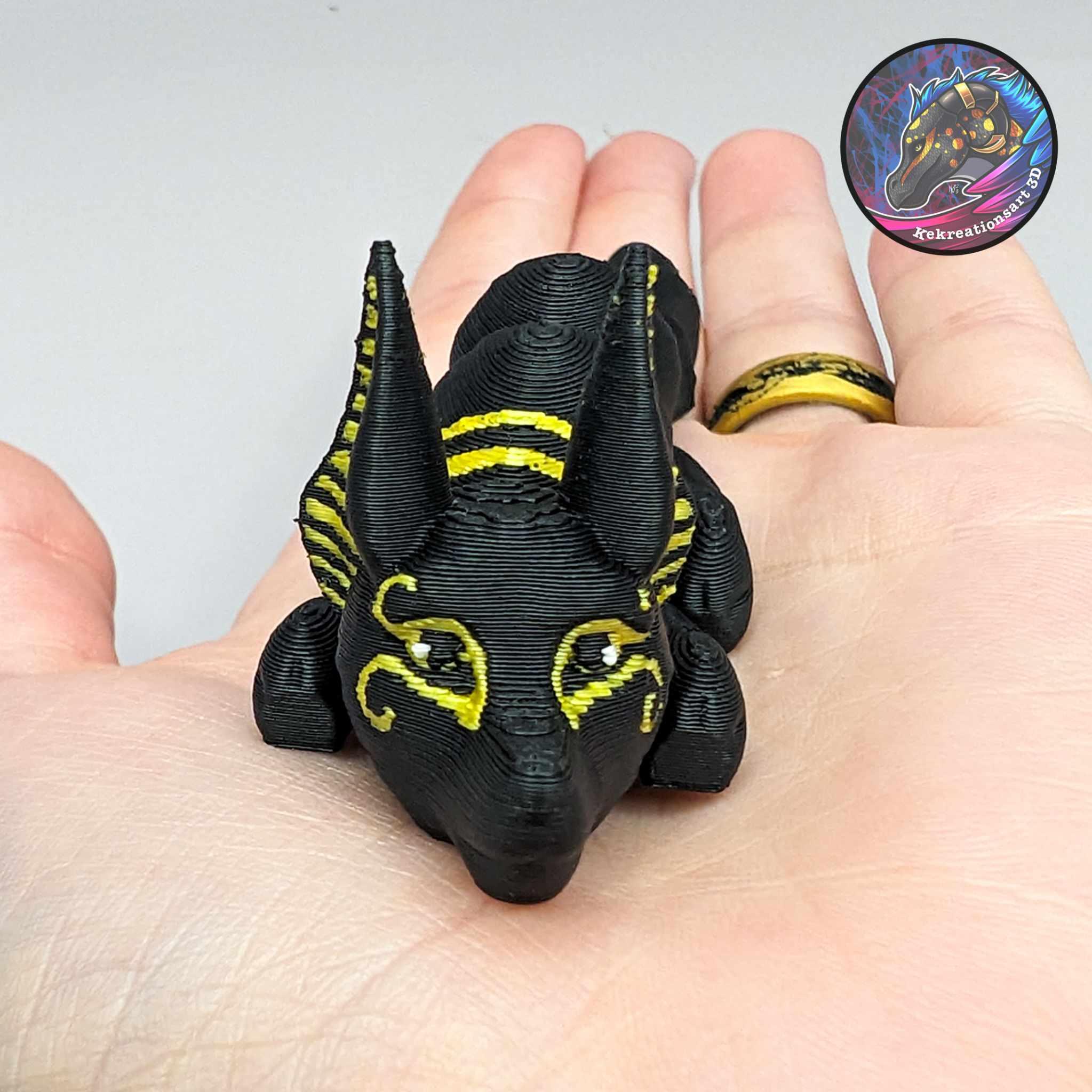 Baby Flexi Anubis Jackal Keychain 3d model