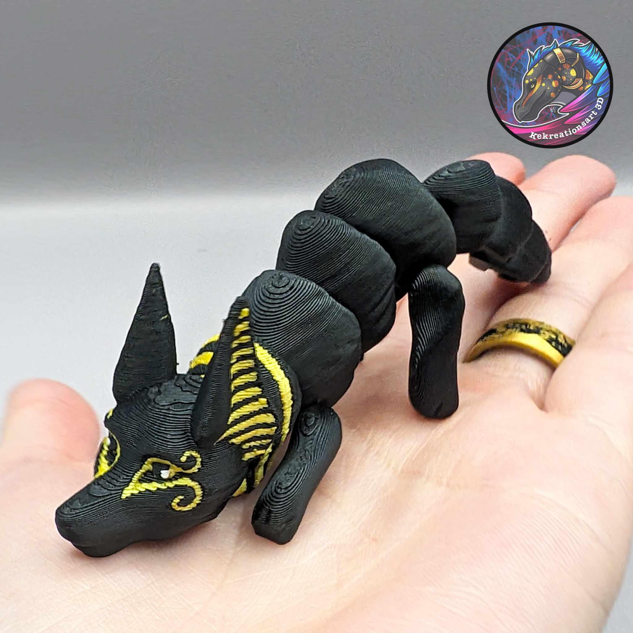 Baby Flexi Anubis Jackal Keychain 3d model