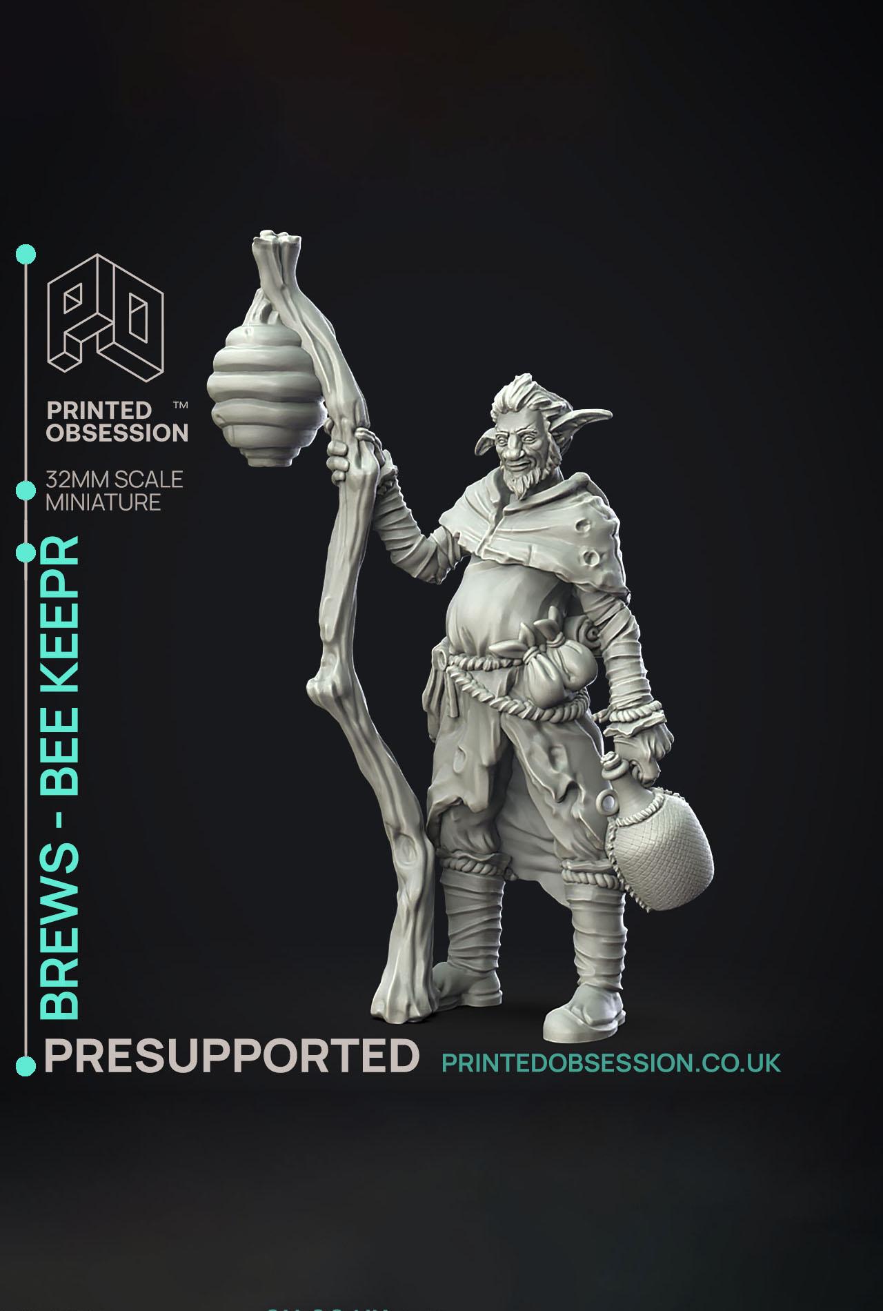 Brews - The Bee Keeper - Not The Bees - PRESUPPORTED - Illustrated and Stats - 32mm scale			 3d model