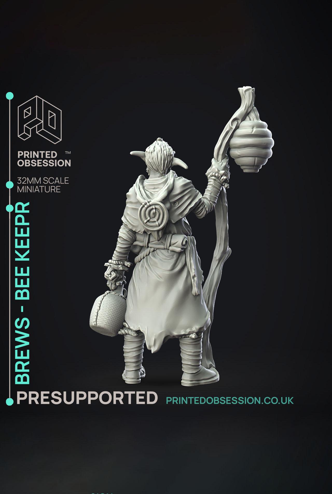 Brews - The Bee Keeper - Not The Bees - PRESUPPORTED - Illustrated and Stats - 32mm scale			 3d model