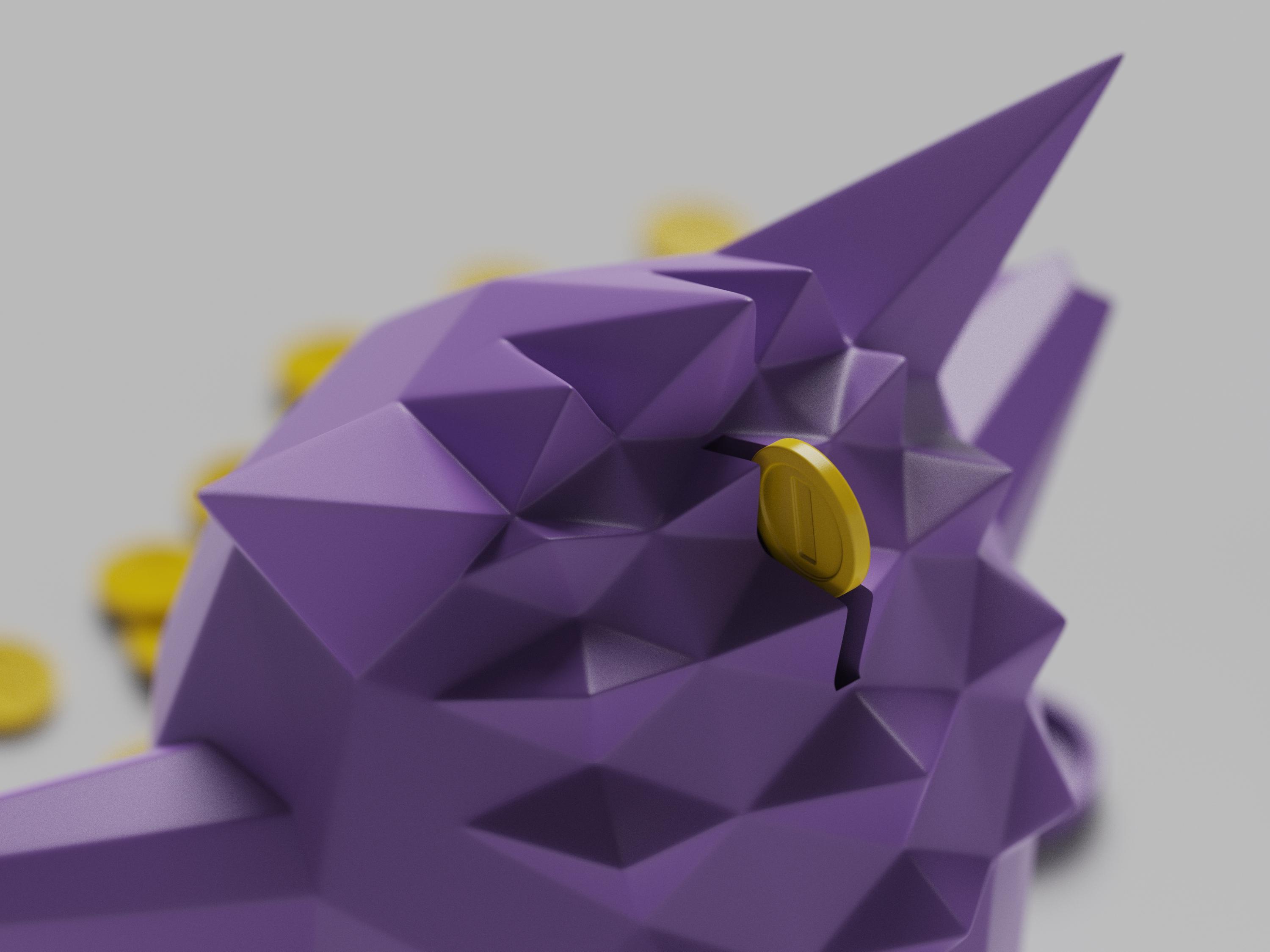 Low-poly Gengar - Piggy Bank 3d model