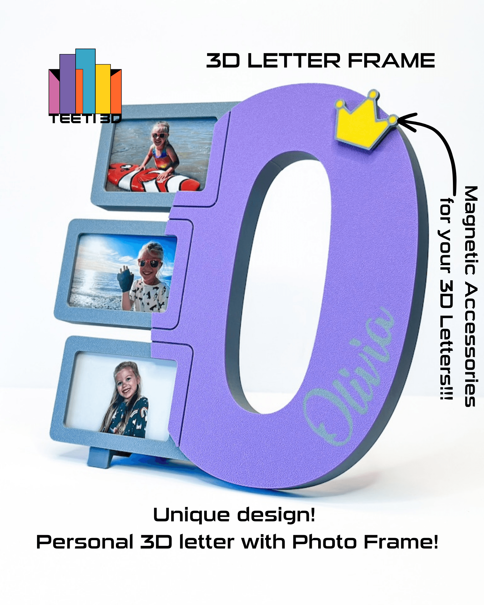 3D Letter "O" with Photo Frame 3d model