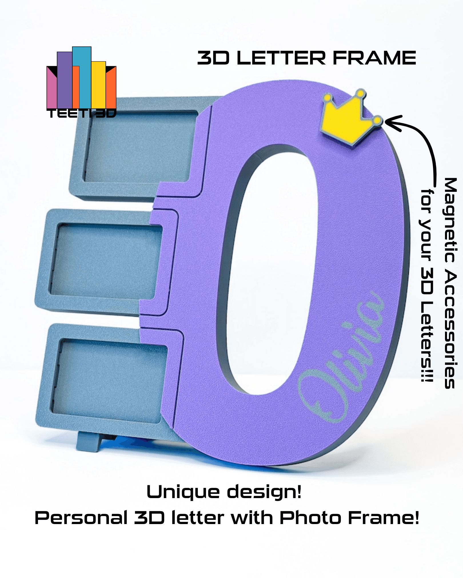 3D Letter "O" with Photo Frame 3d model