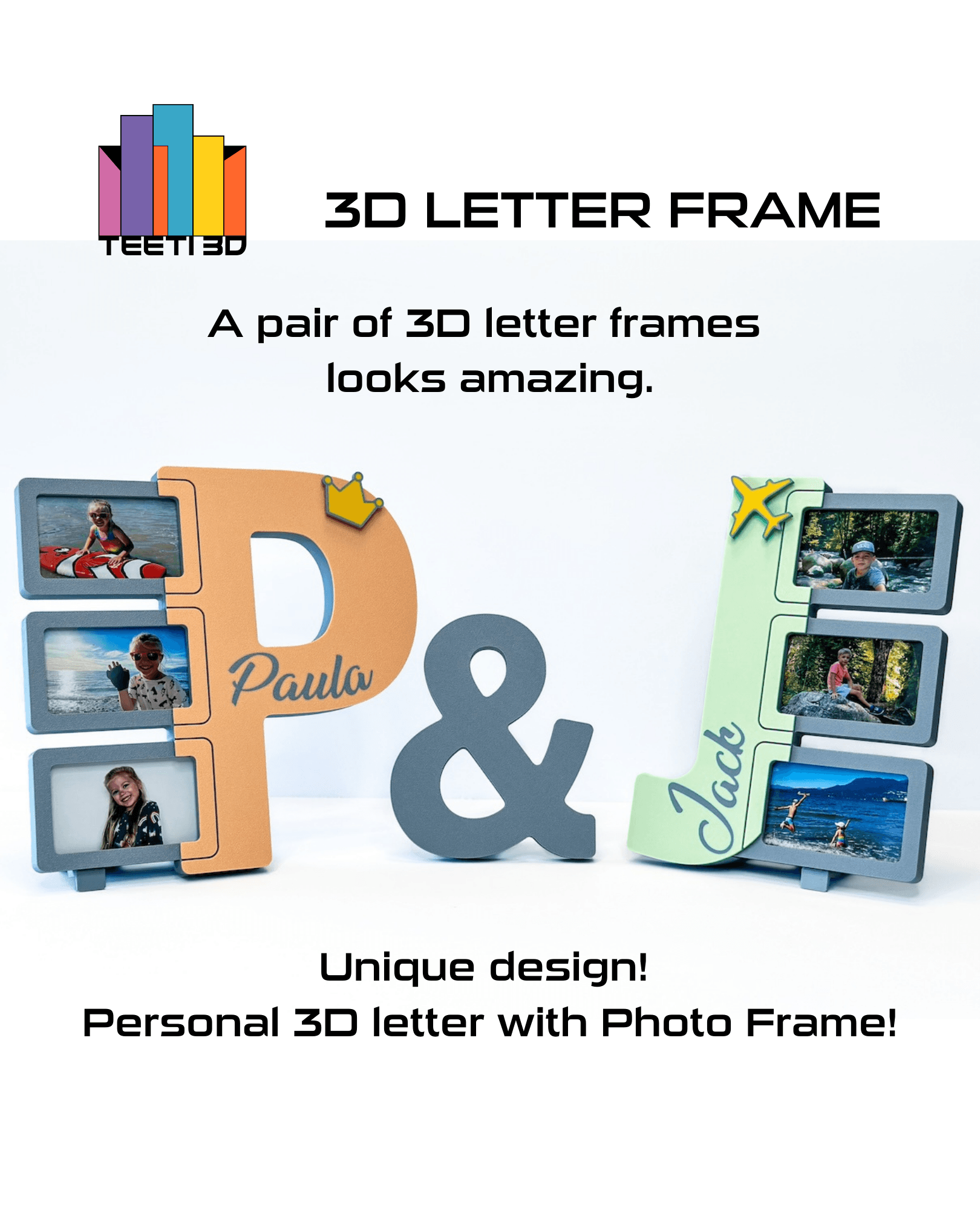 3D Letter "O" with Photo Frame 3d model