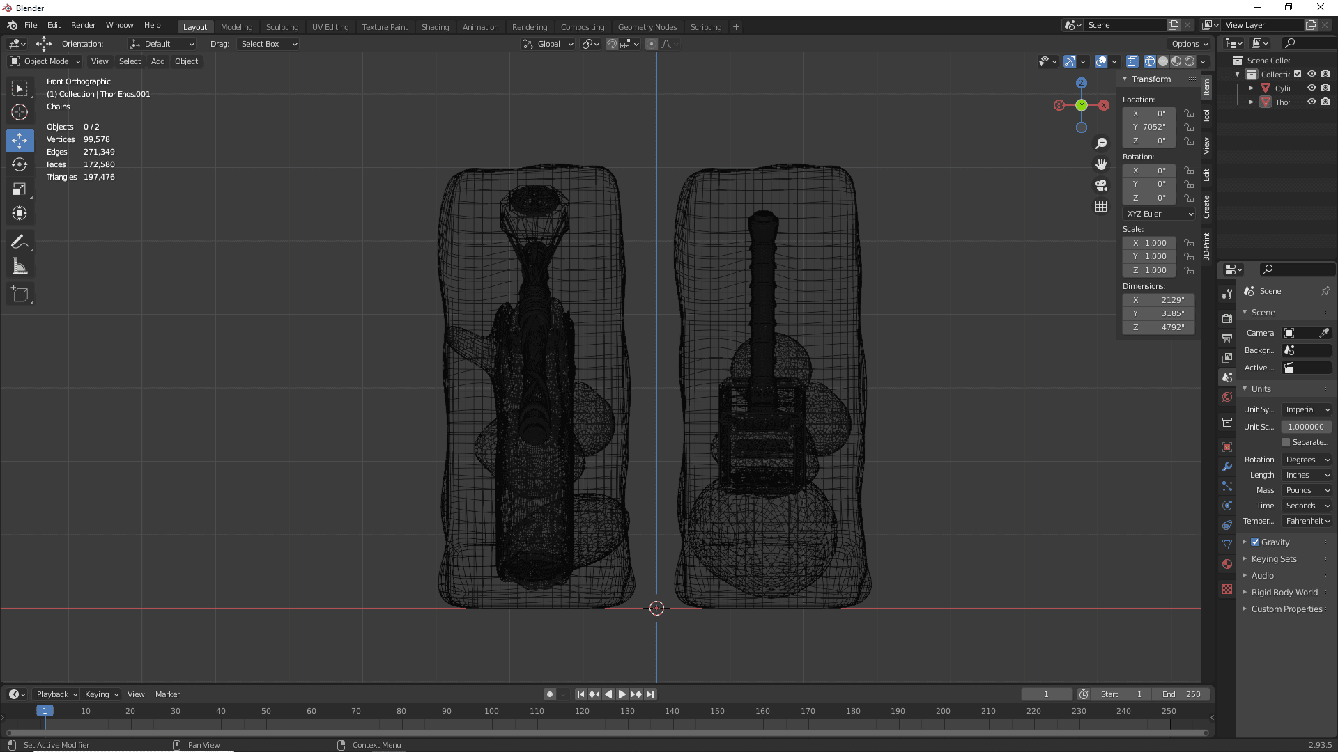 Thunder God Axe & Hammer Book End 3d model